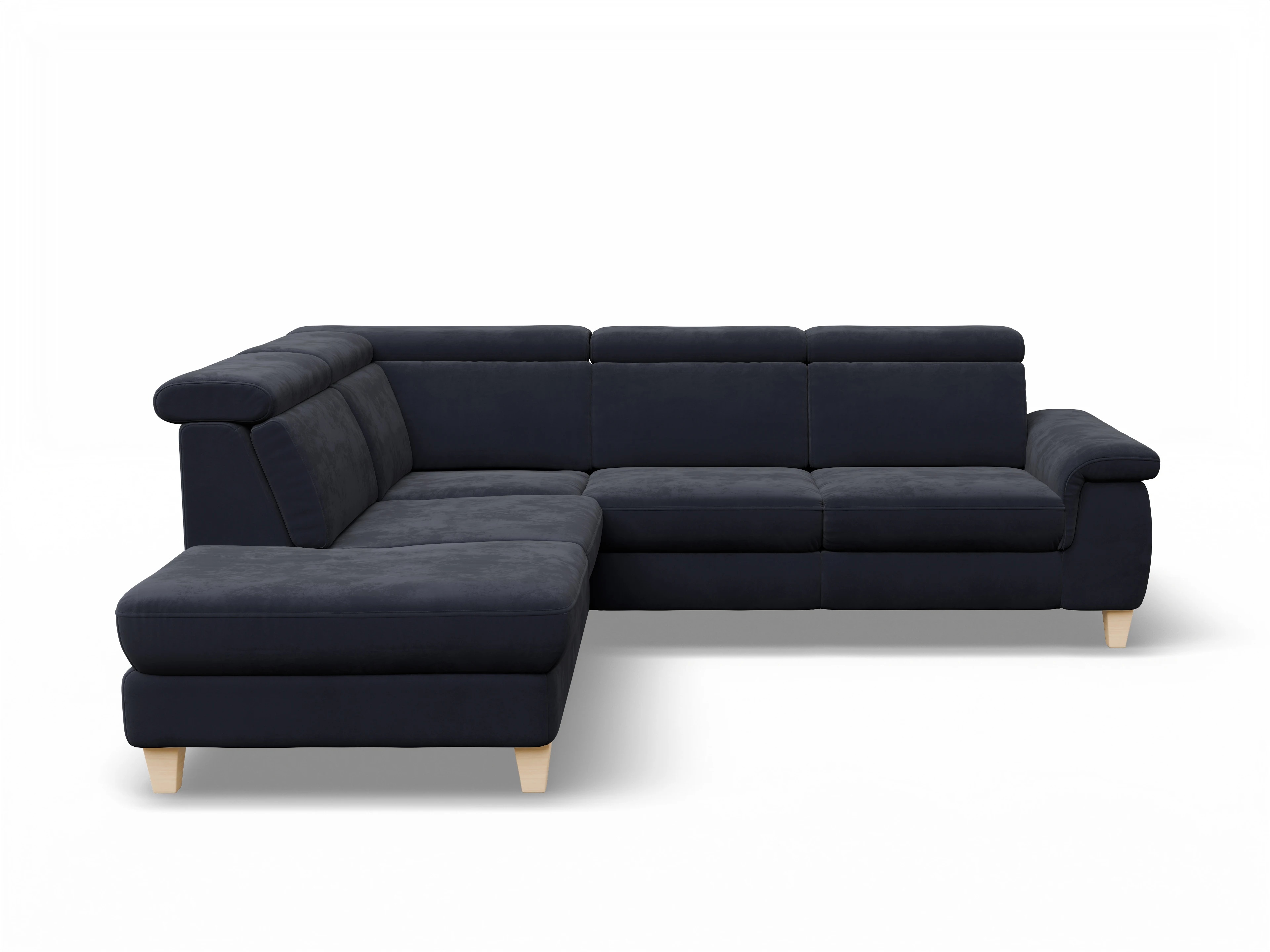 München 1AH WEkl Medium L Ansicht des Produktes München Ecksofa links mit Armlehne in Stoff Blau