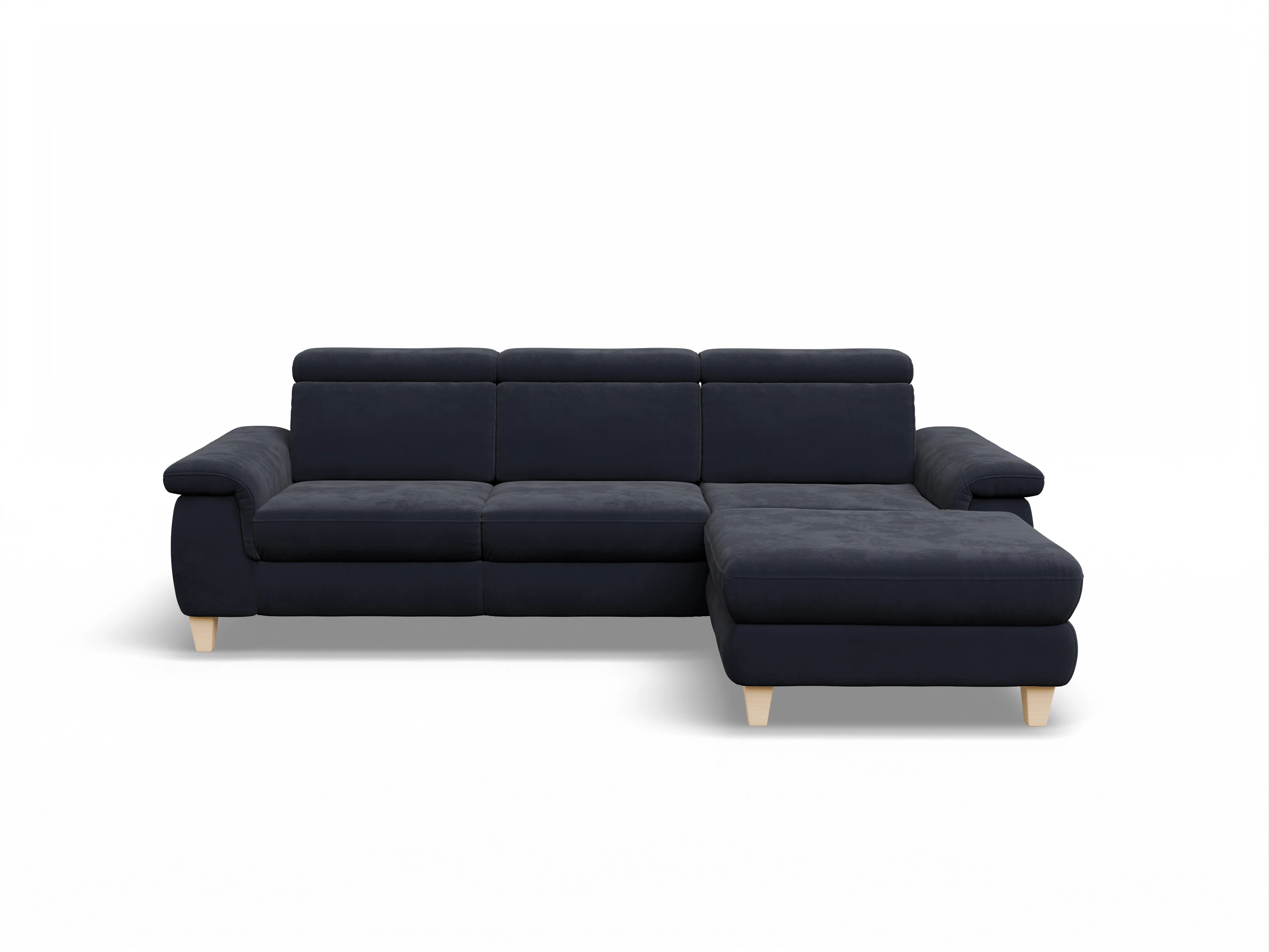 Ansicht des Produktes München Ecksofa rechts Abschluss offen in Stoff Blau