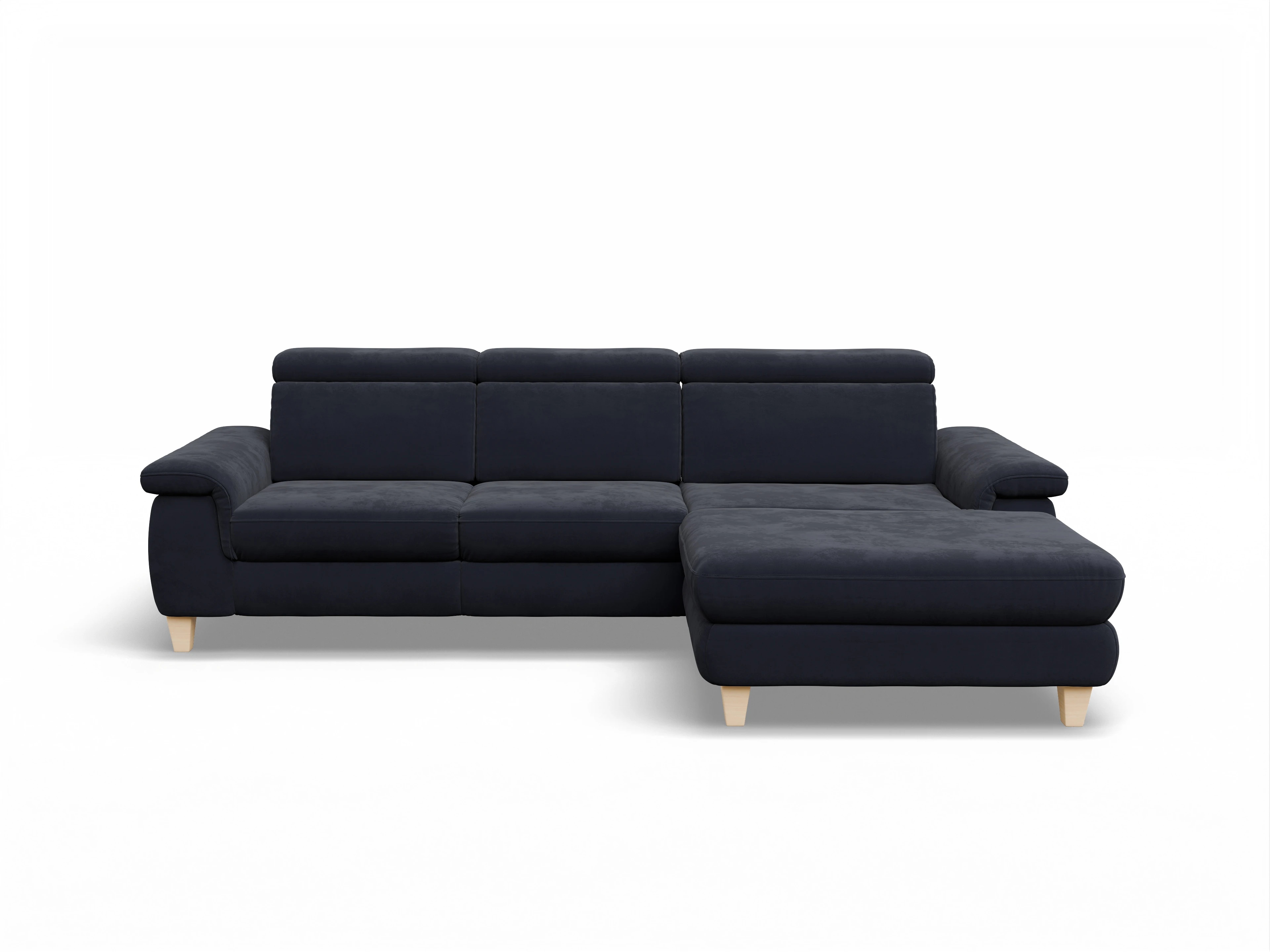 Ansicht des Produktes München Ecksofa rechts Abschluss offen in Stoff Blau