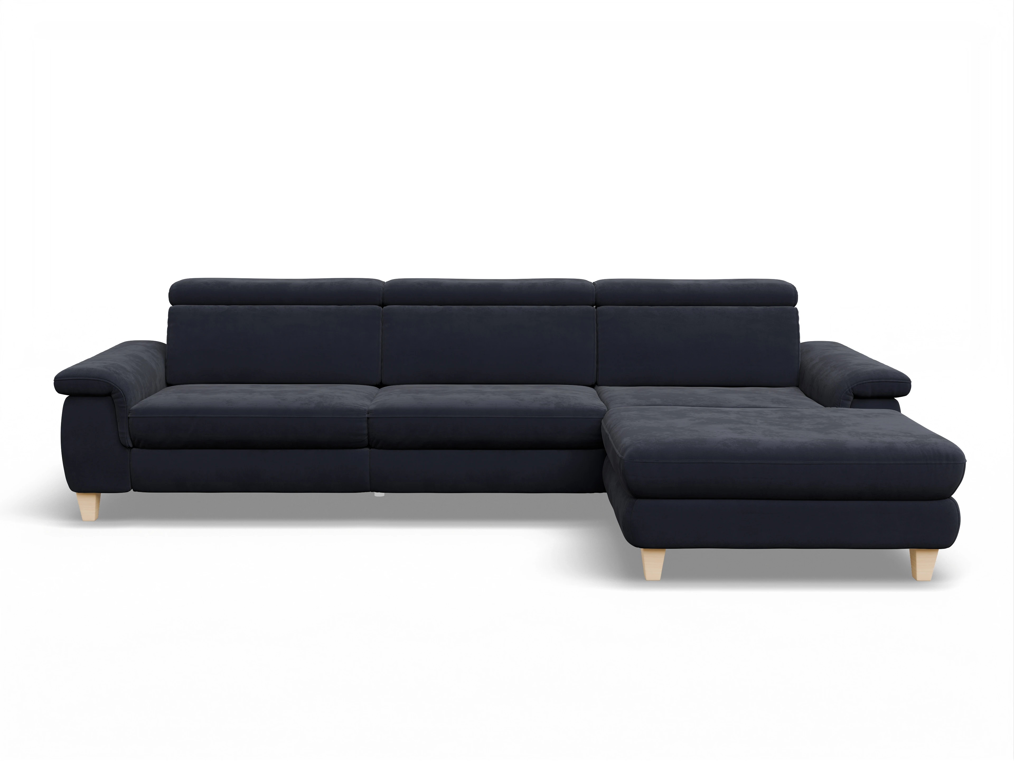 München LOgroß Large R Ansicht des Produktes München Ecksofa rechts Abschluss offen in Stoff Blau