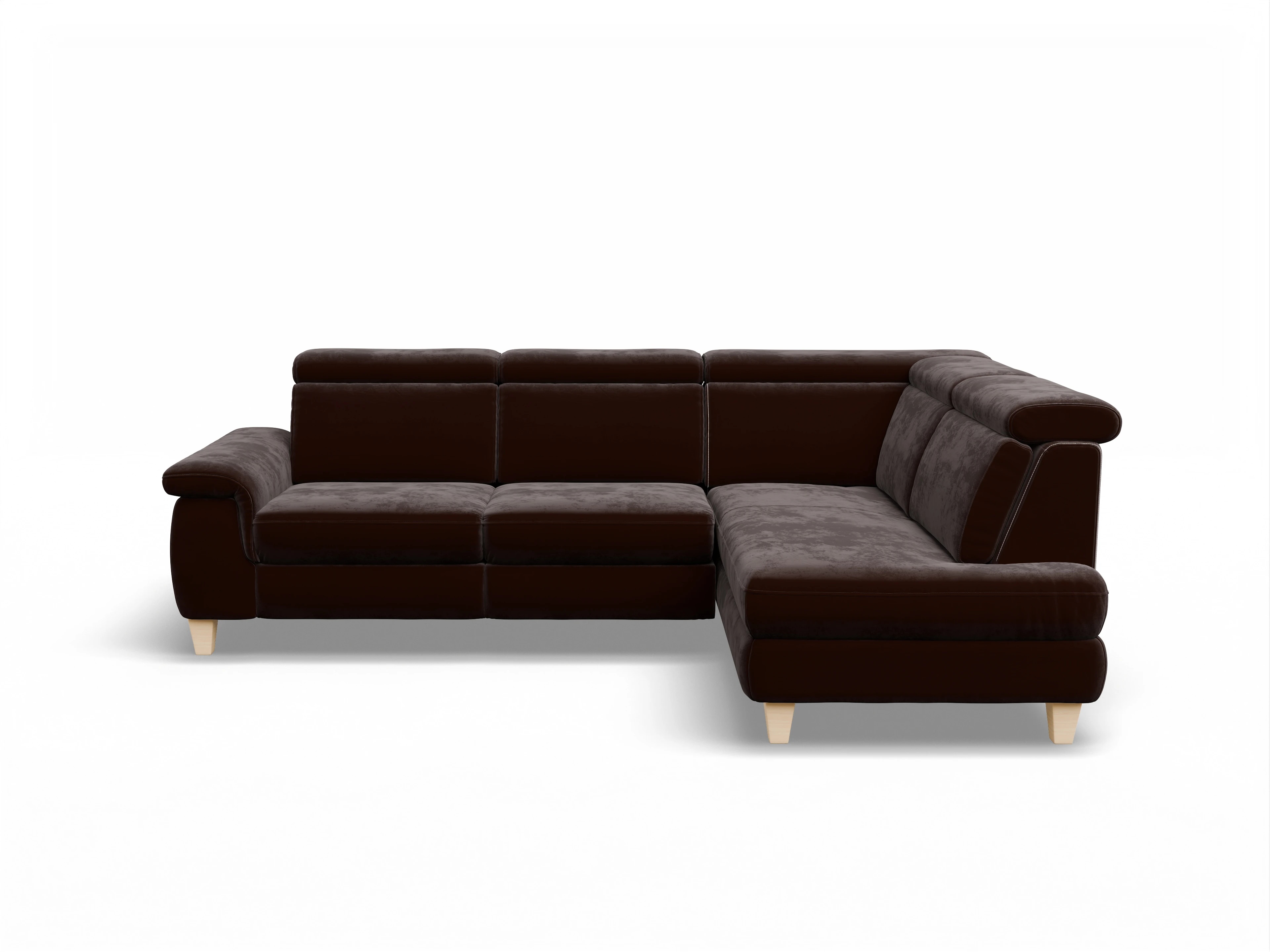 München KO Medium R Ansicht des Produktes München Ecksofa rechts Abschluss offen in Stoff Braun