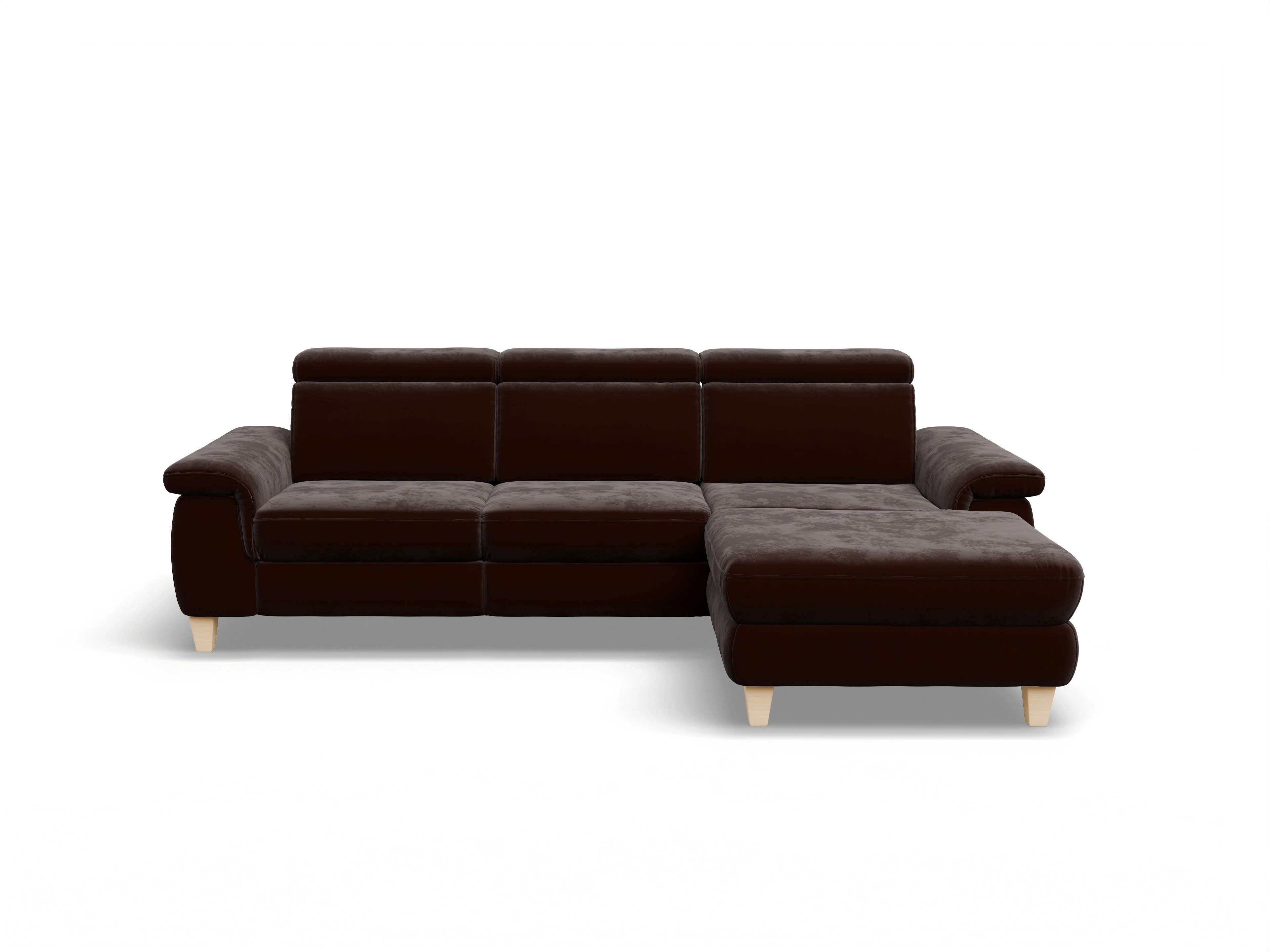 Ansicht des Produktes München Ecksofa rechts Abschluss offen in Stoff Braun