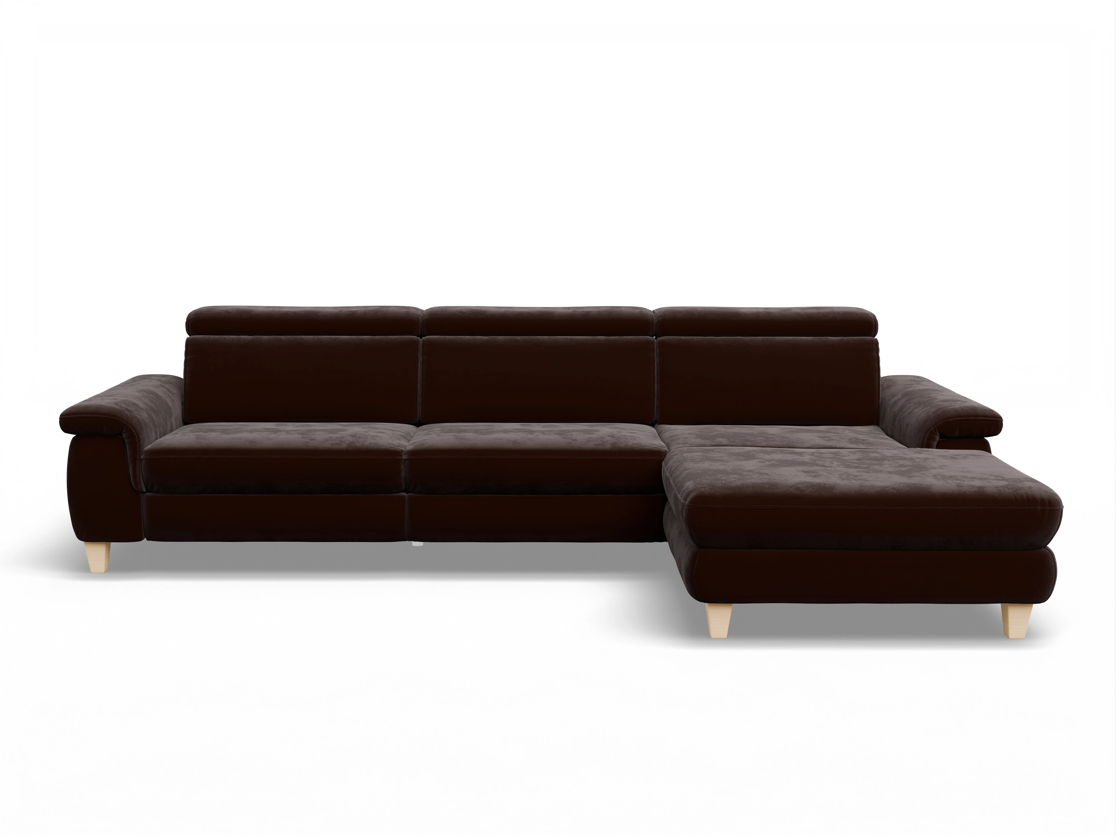 München LOgroß Large R Ansicht des Produktes München Ecksofa rechts Abschluss offen in Stoff Braun