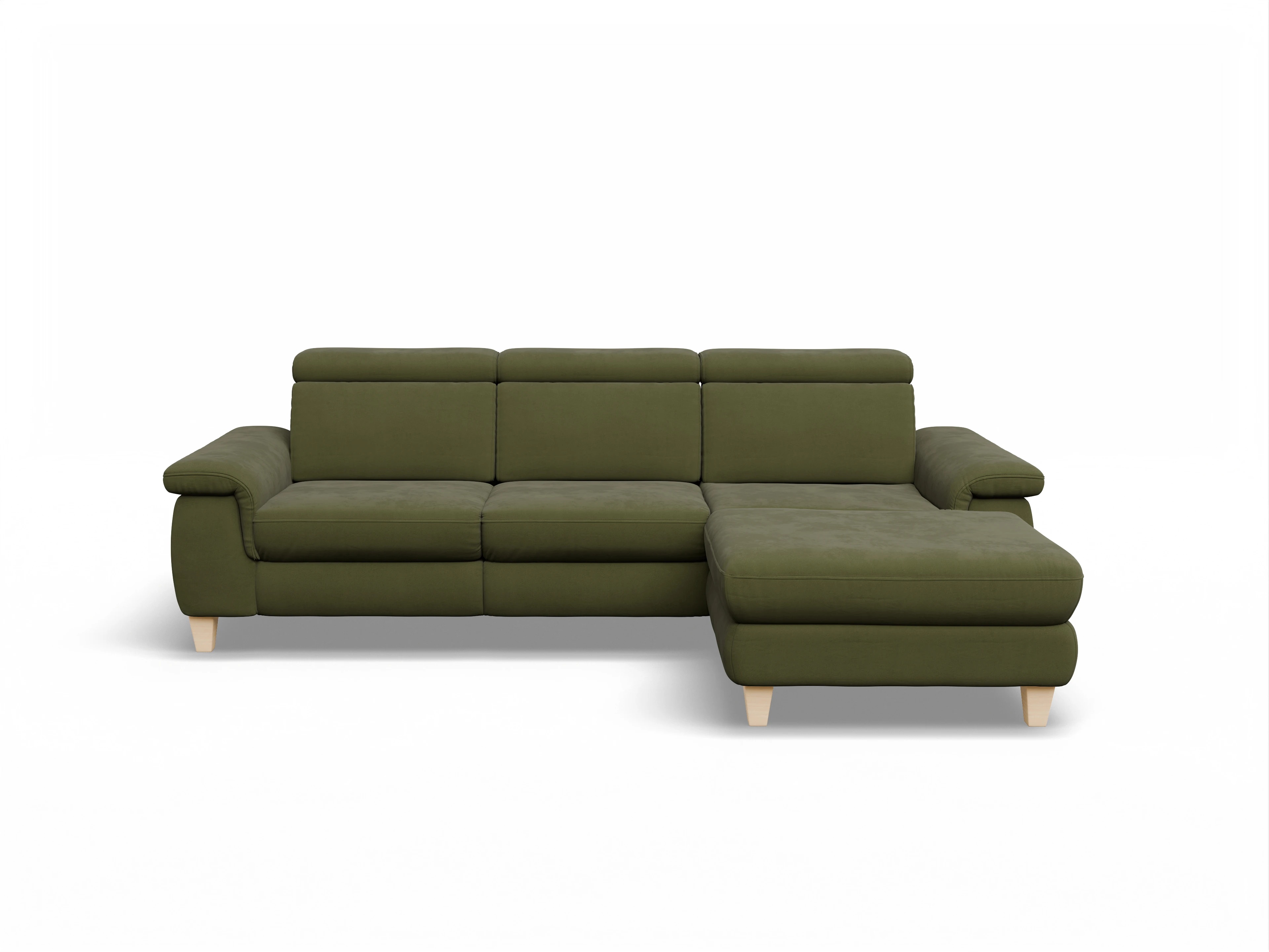 München LO Medium R Ansicht des Produktes München Ecksofa rechts Abschluss offen in Stoff Grün