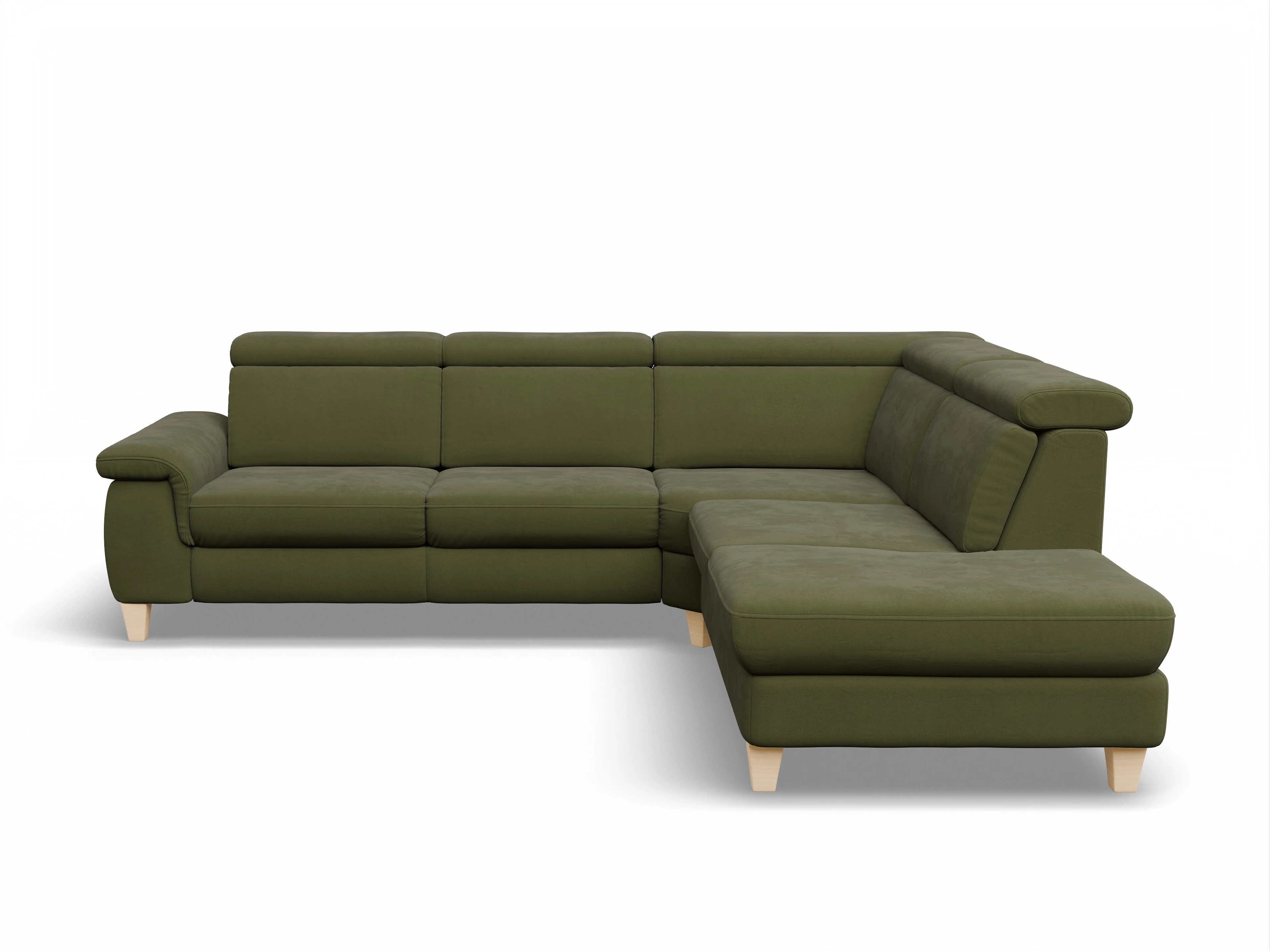 Ansicht des Produktes München Ecksofa rechts Abschluss offen in Stoff Grün