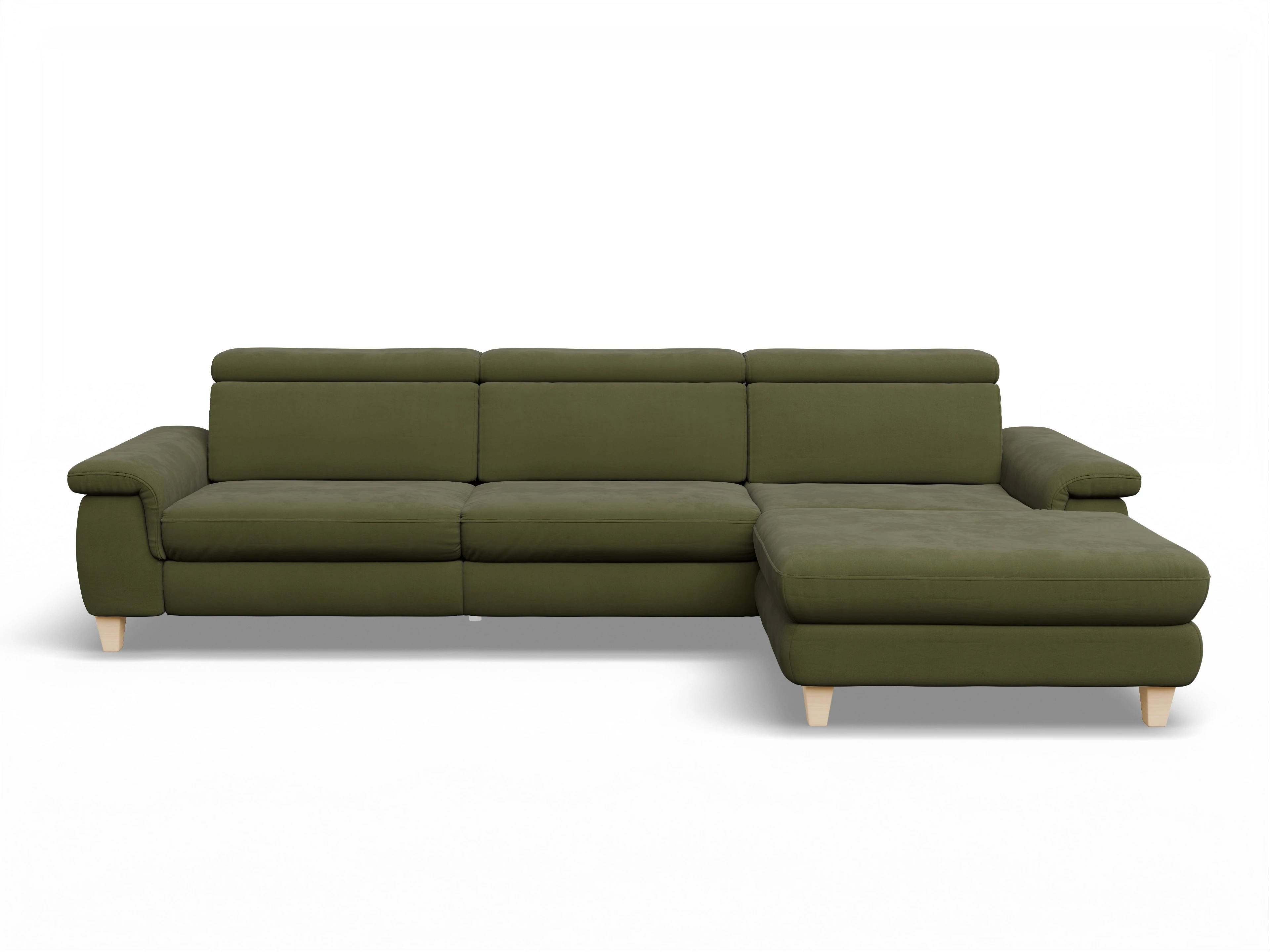 Ansicht des Produktes München Ecksofa rechts Abschluss offen in Stoff Grün