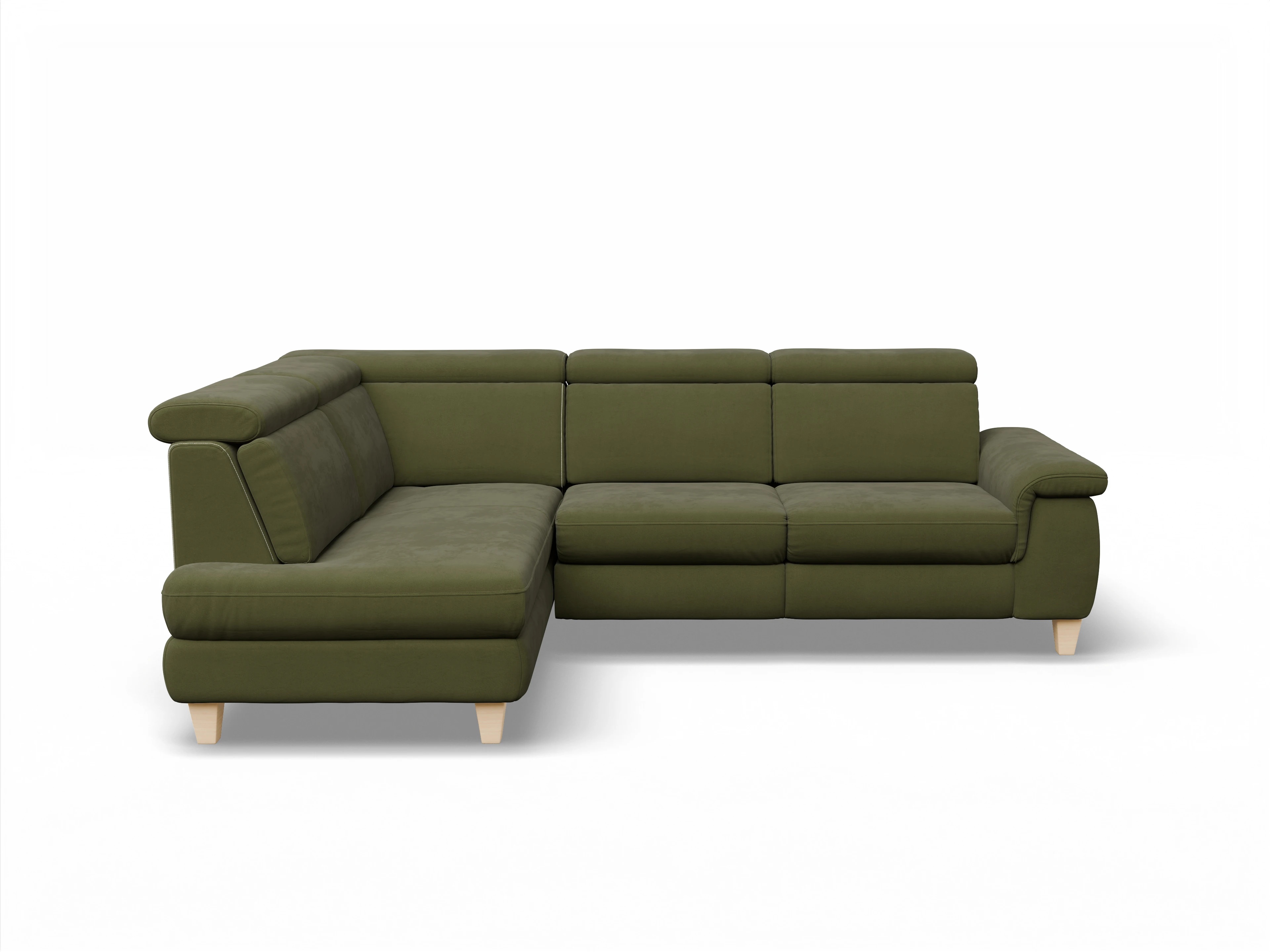 München KO Medium L Ansicht des Produktes München Ecksofa links Abschluss offen in Stoff Grün