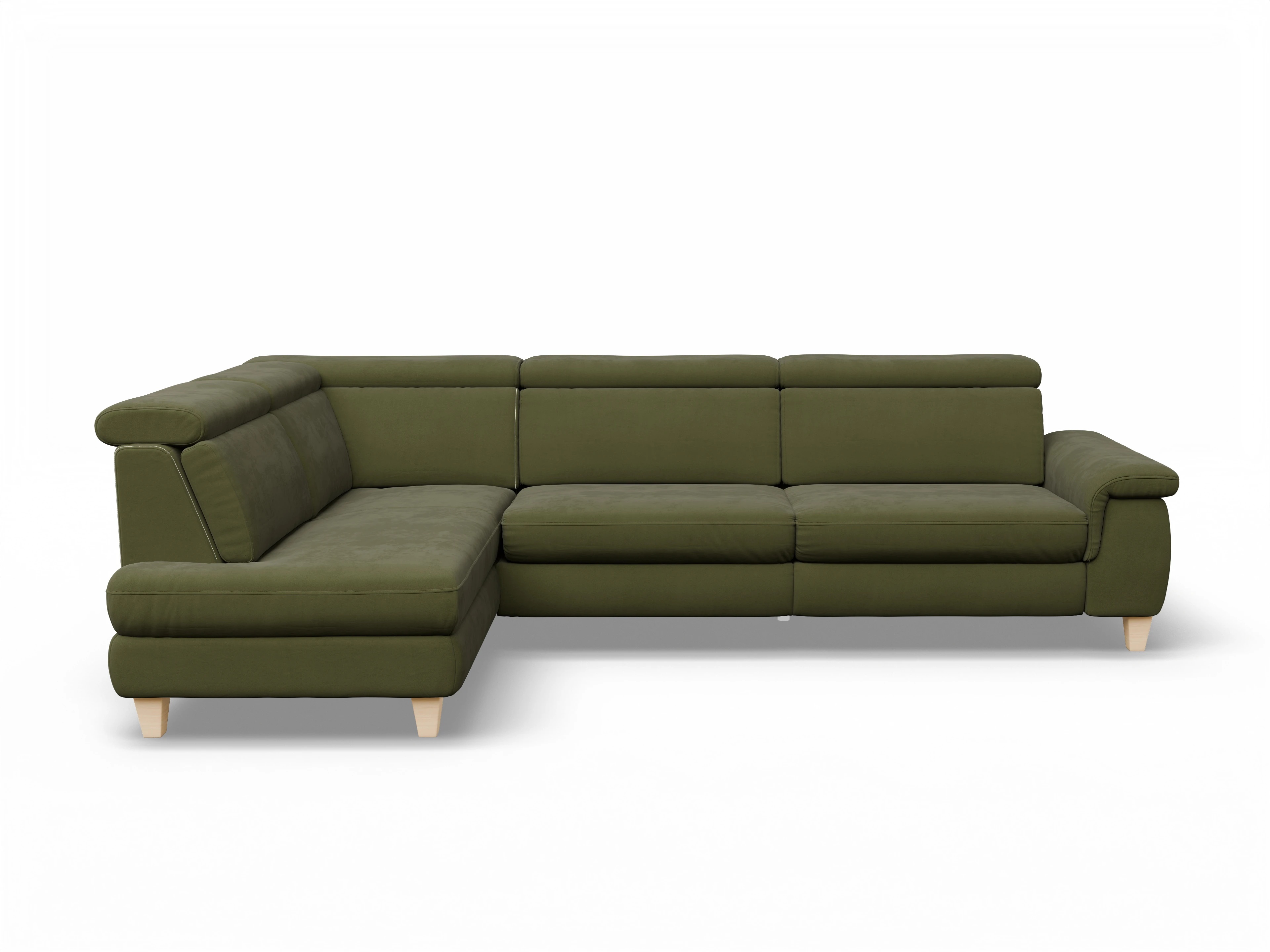 Ansicht des Produktes München Ecksofa links Abschluss offen in Stoff Grün