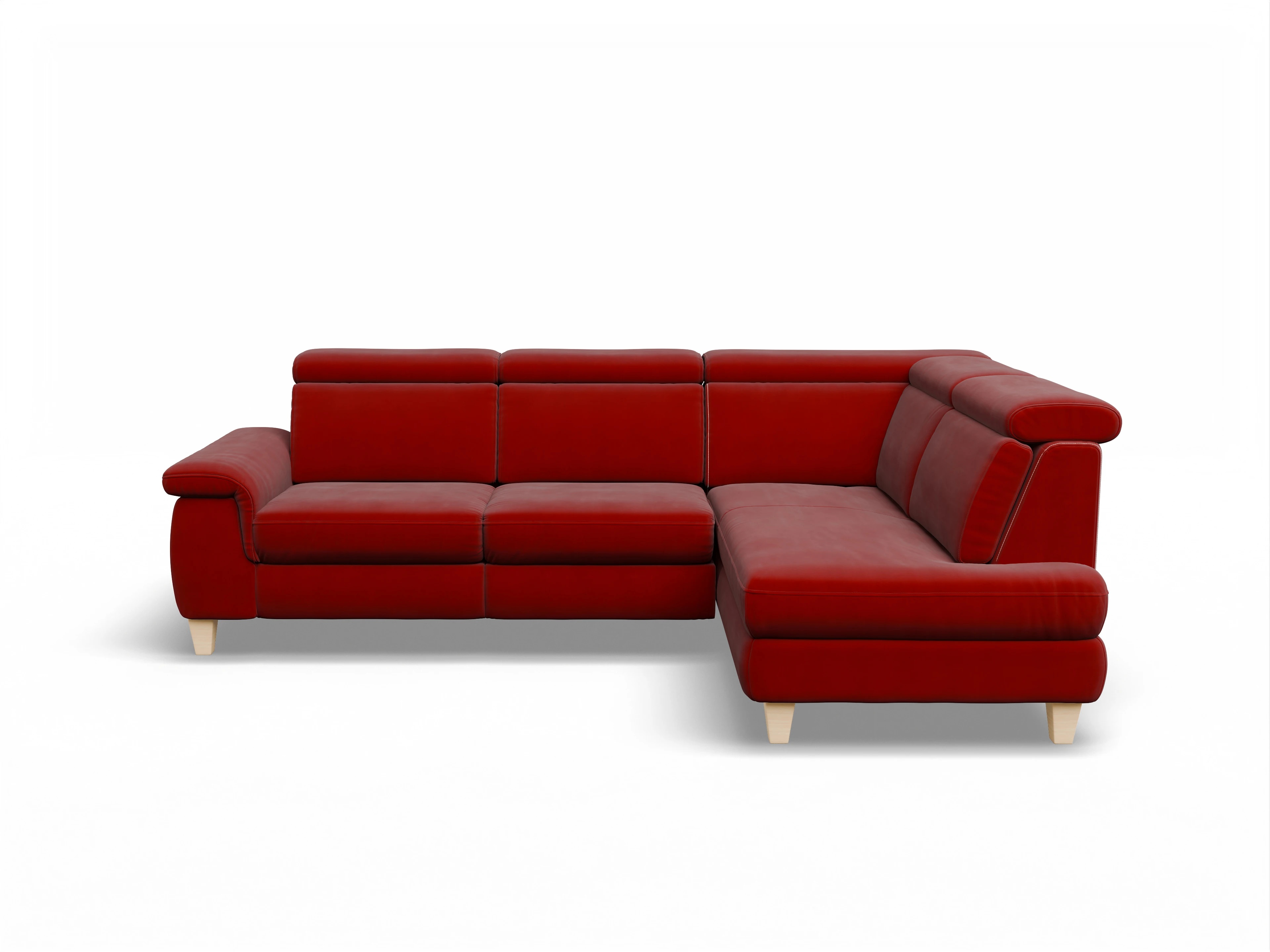 Ansicht des Produktes München Ecksofa rechts Abschluss offen in Stoff Rot