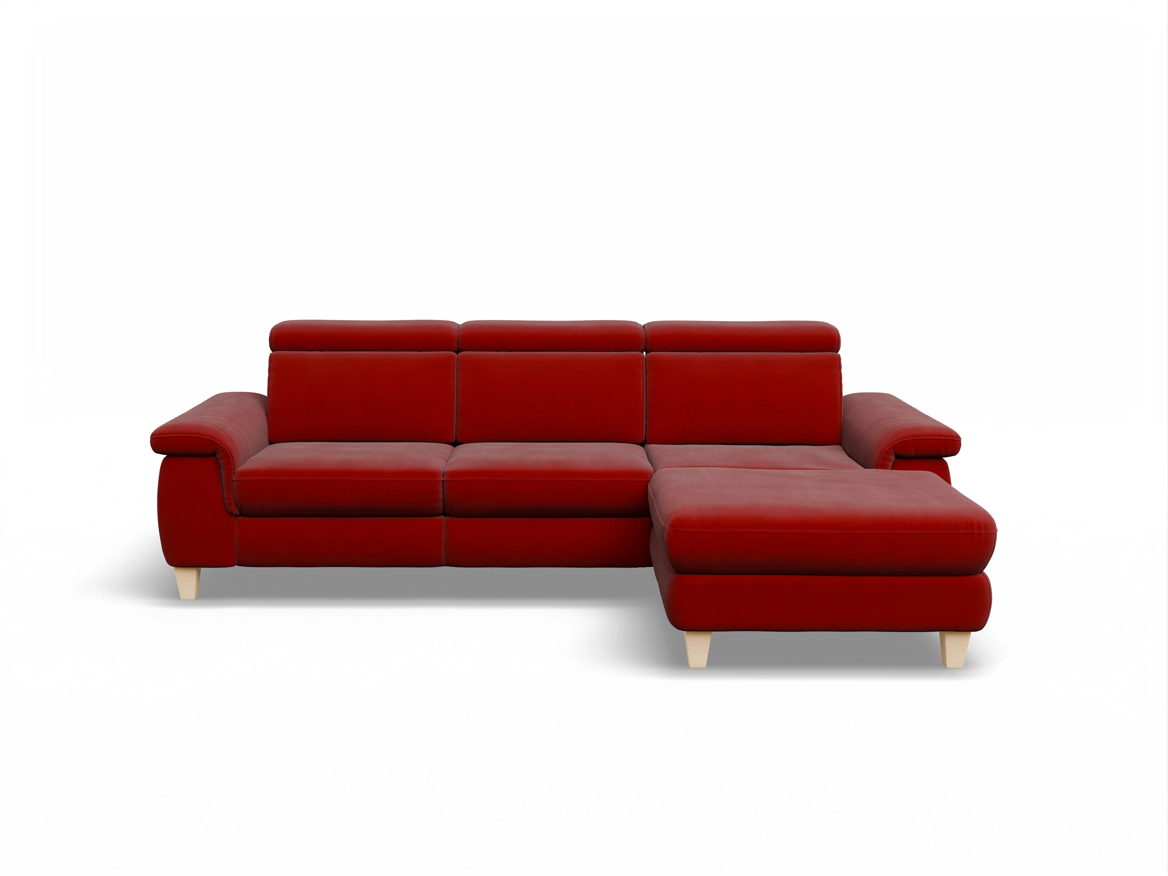 Ansicht des Produktes München Ecksofa rechts Abschluss offen in Stoff Rot