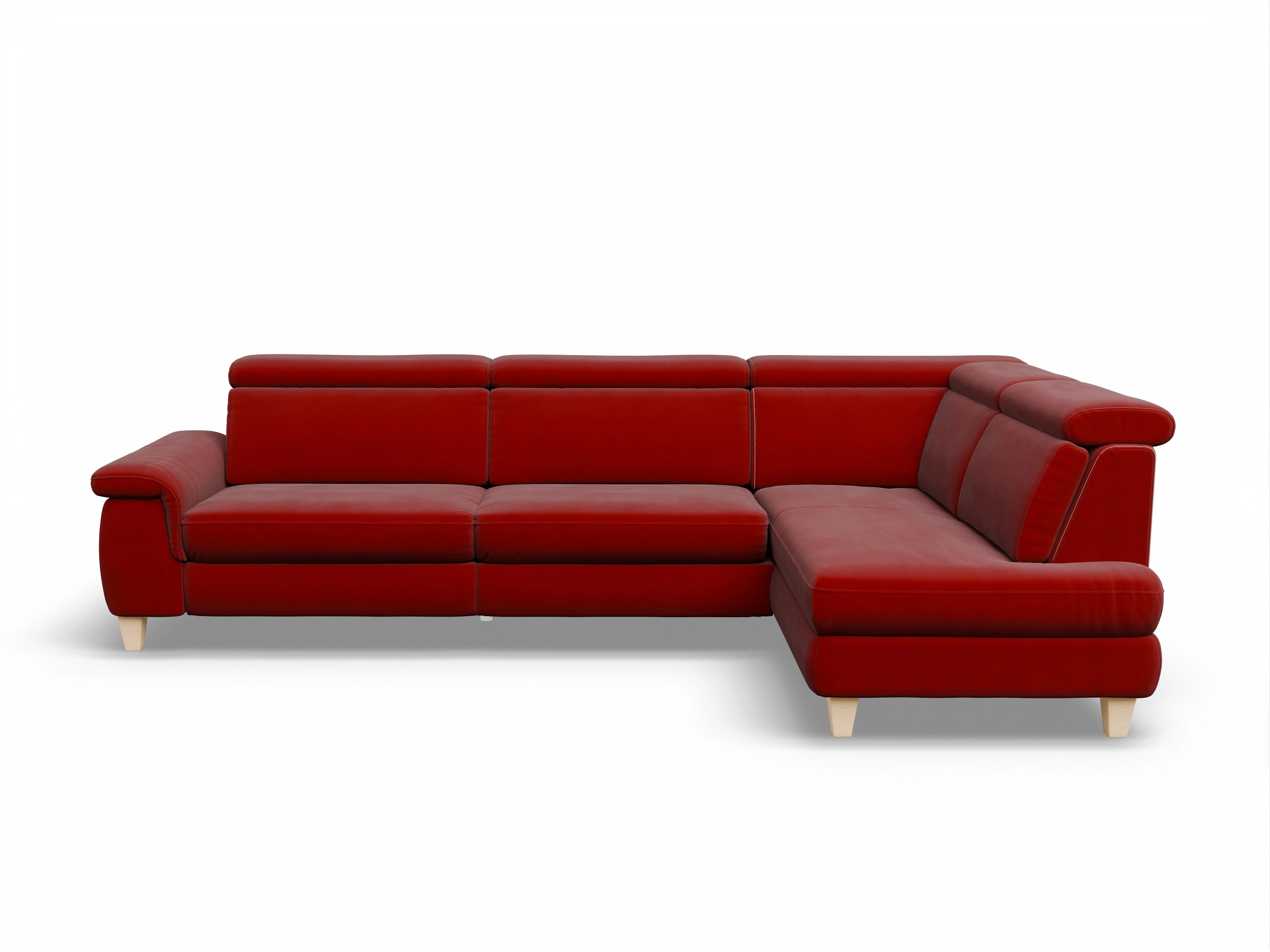 Ansicht des Produktes München Ecksofa rechts Abschluss offen in Stoff Rot