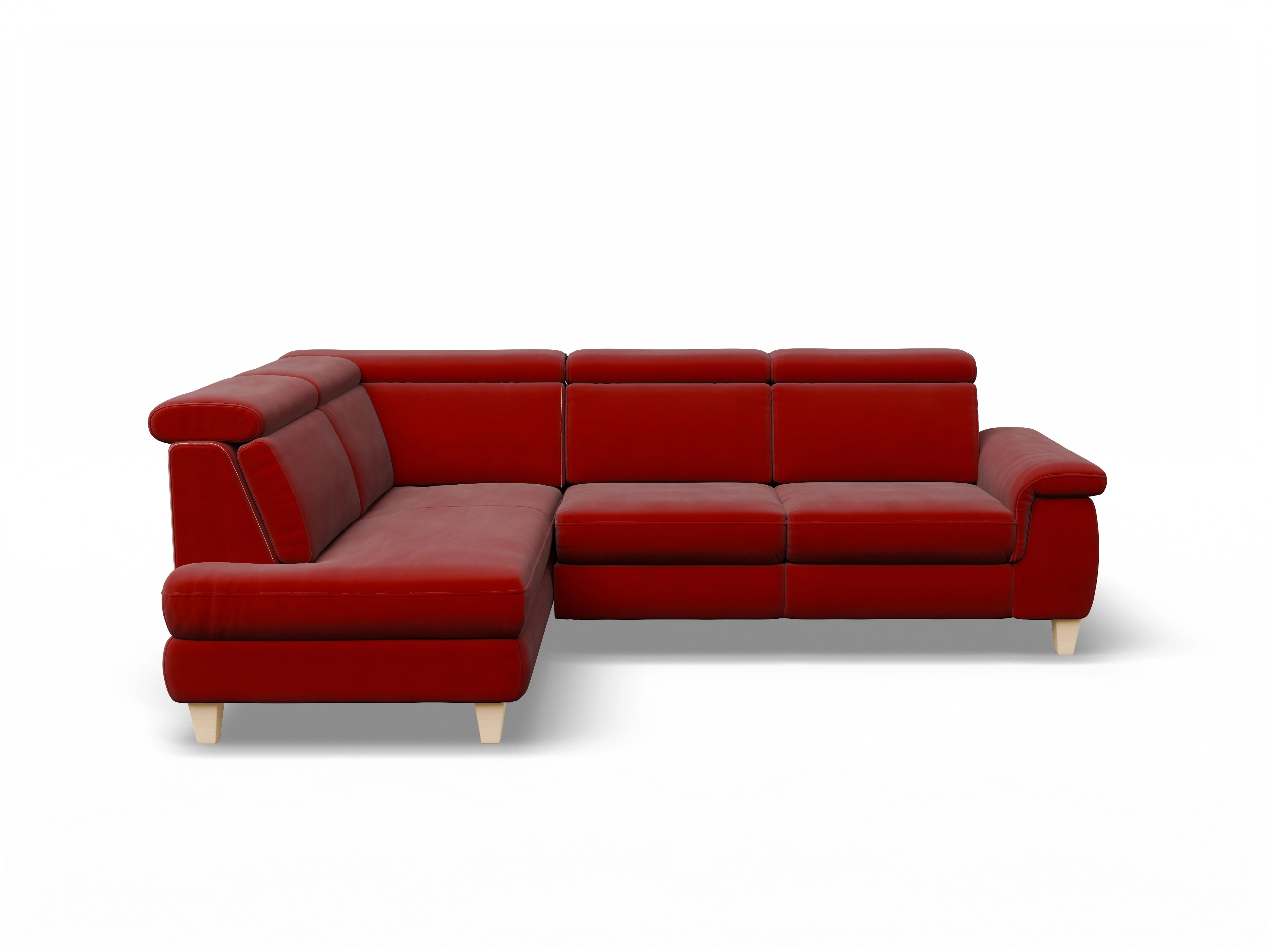 München KO Medium L Ansicht des Produktes München Ecksofa links Abschluss offen in Stoff Rot