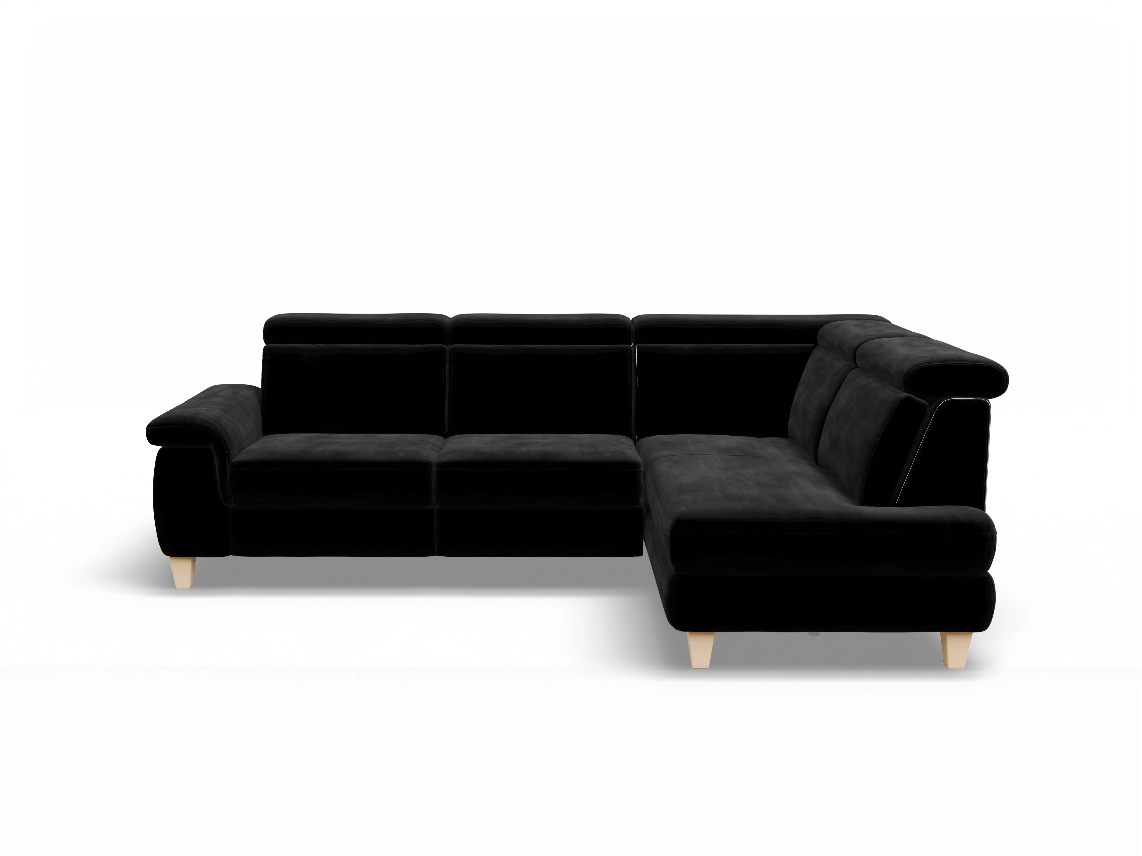 München KO Medium R Ansicht des Produktes München Ecksofa rechts Abschluss offen in Stoff Schwarz