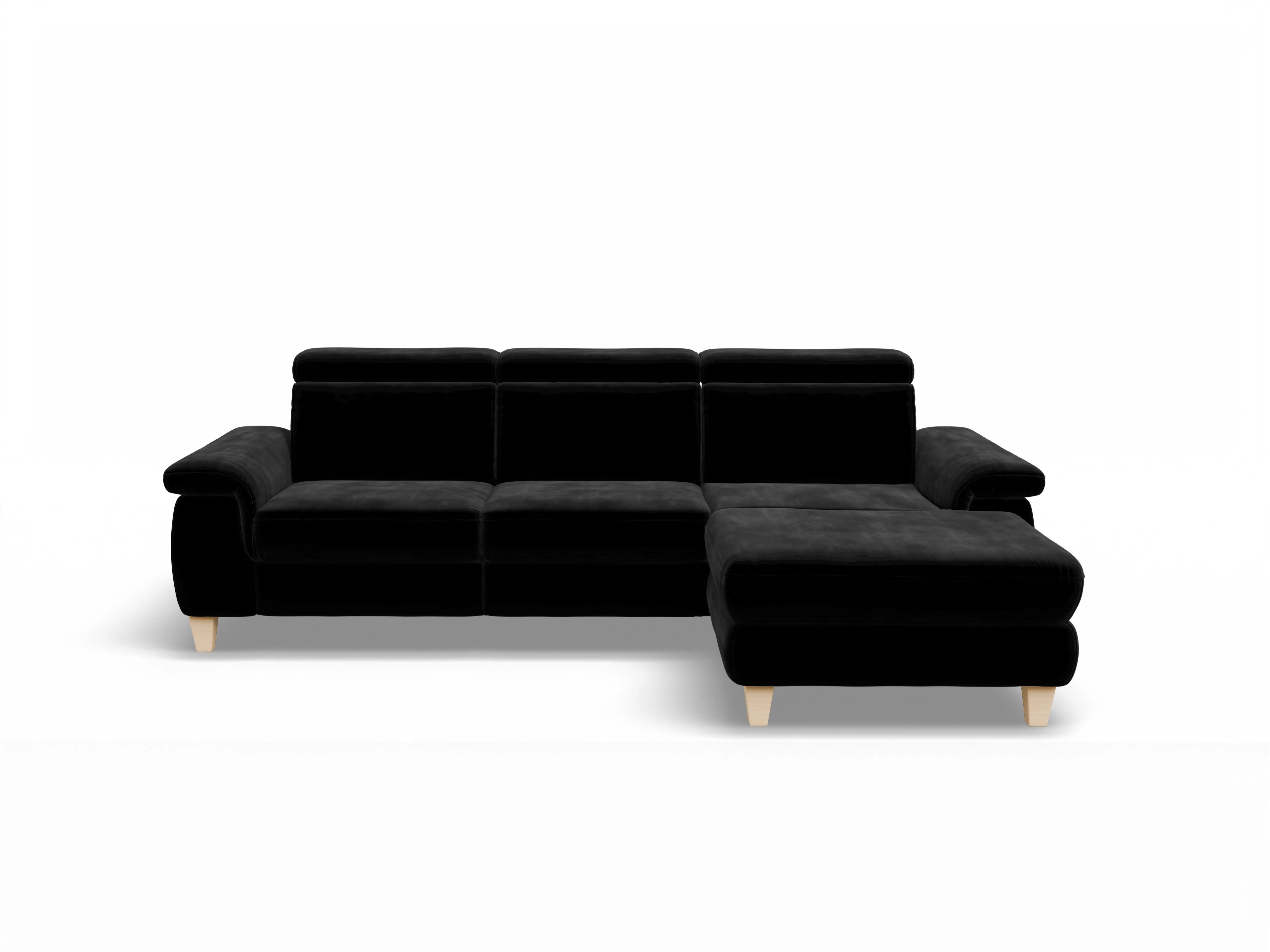 Ansicht des Produktes München Ecksofa rechts Abschluss offen in Stoff Schwarz