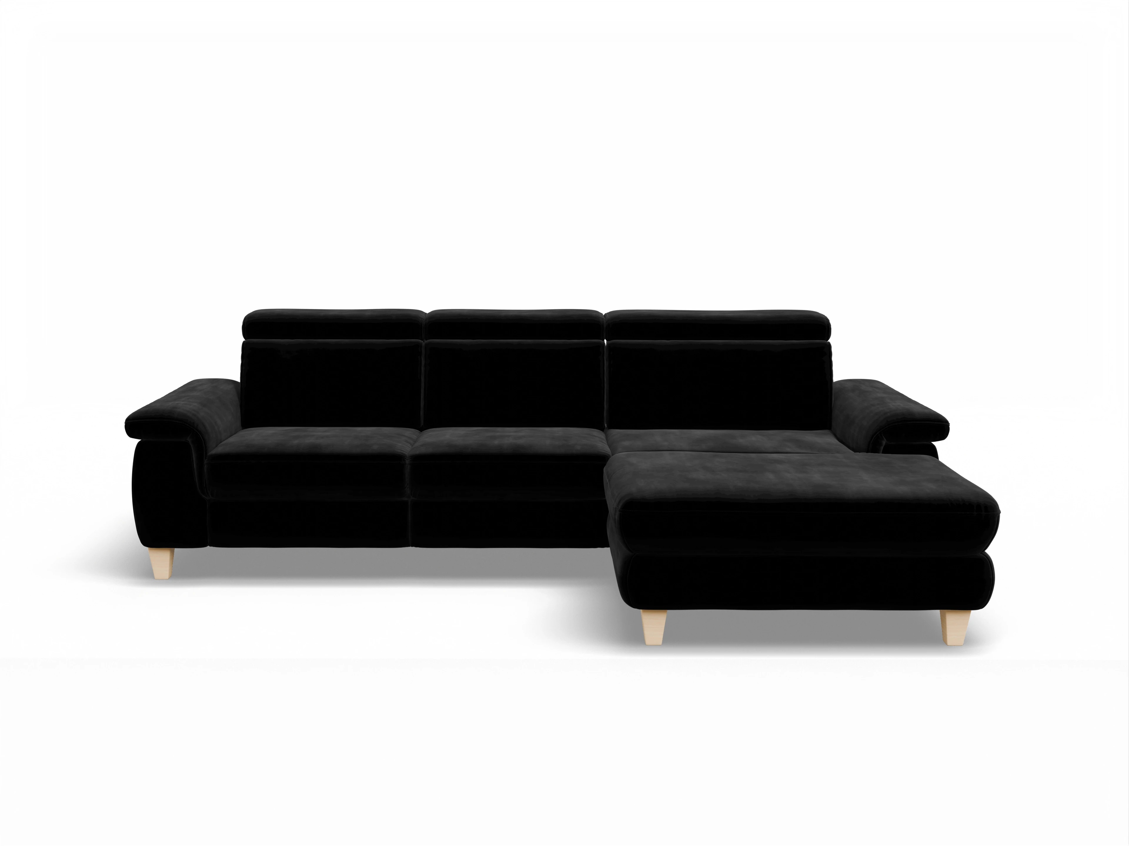 München LOgroß Medium R Ansicht des Produktes München Ecksofa rechts Abschluss offen in Stoff Schwarz