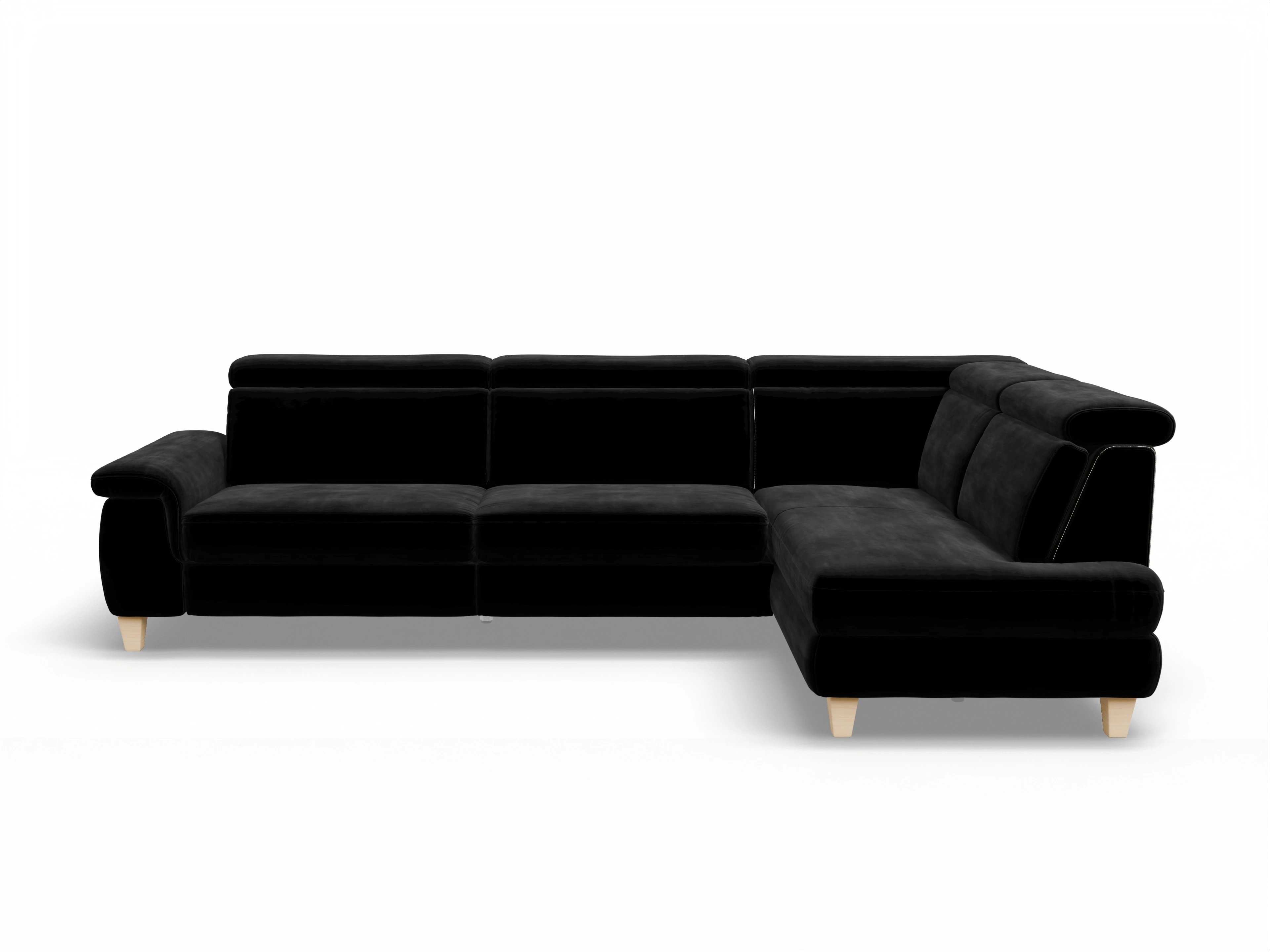Ansicht des Produktes München Ecksofa rechts Abschluss offen in Stoff Schwarz