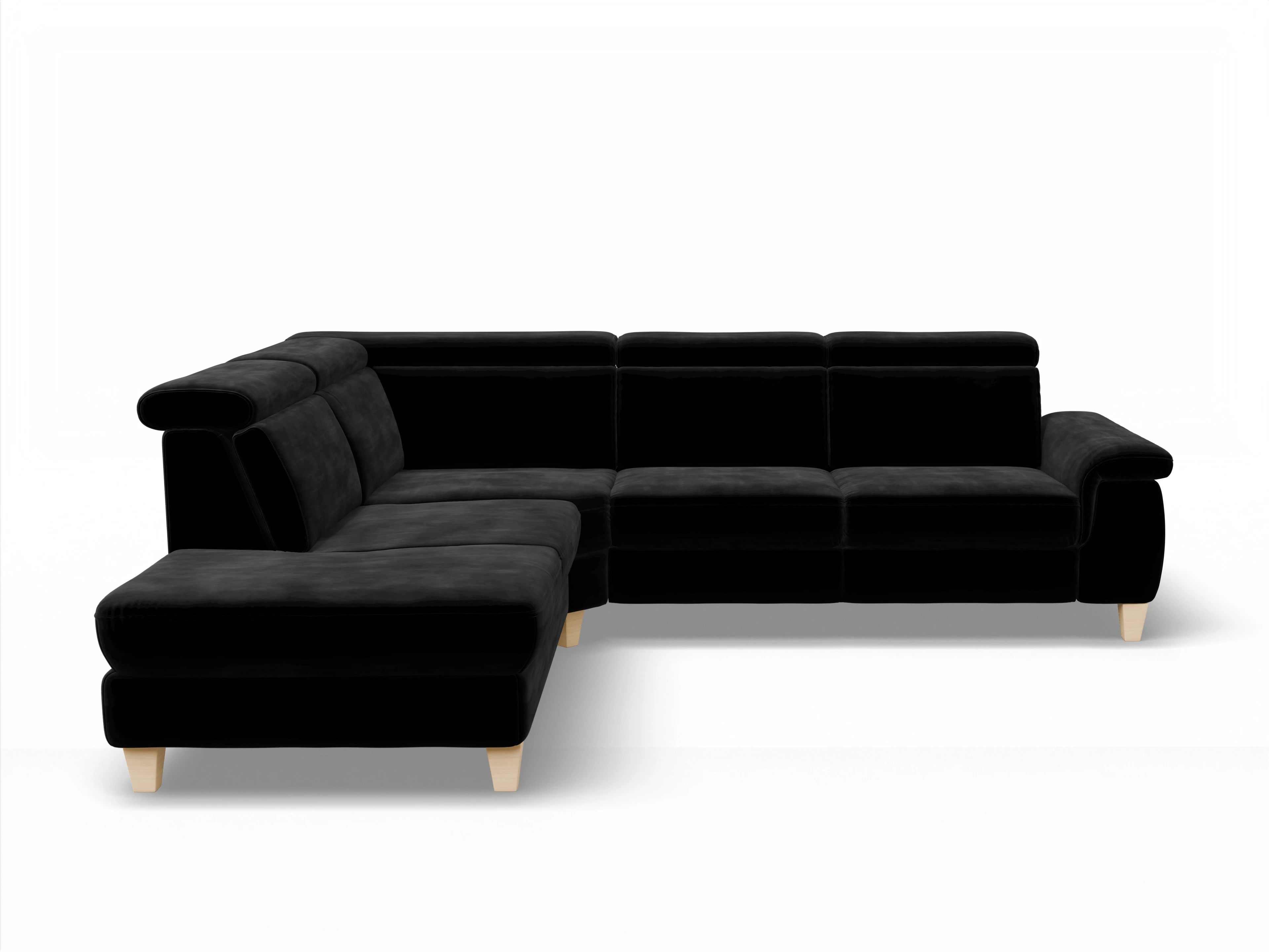 München 1Aho WE Small L Ansicht des Produktes München Ecksofa links Abschluss offen in Stoff Schwarz