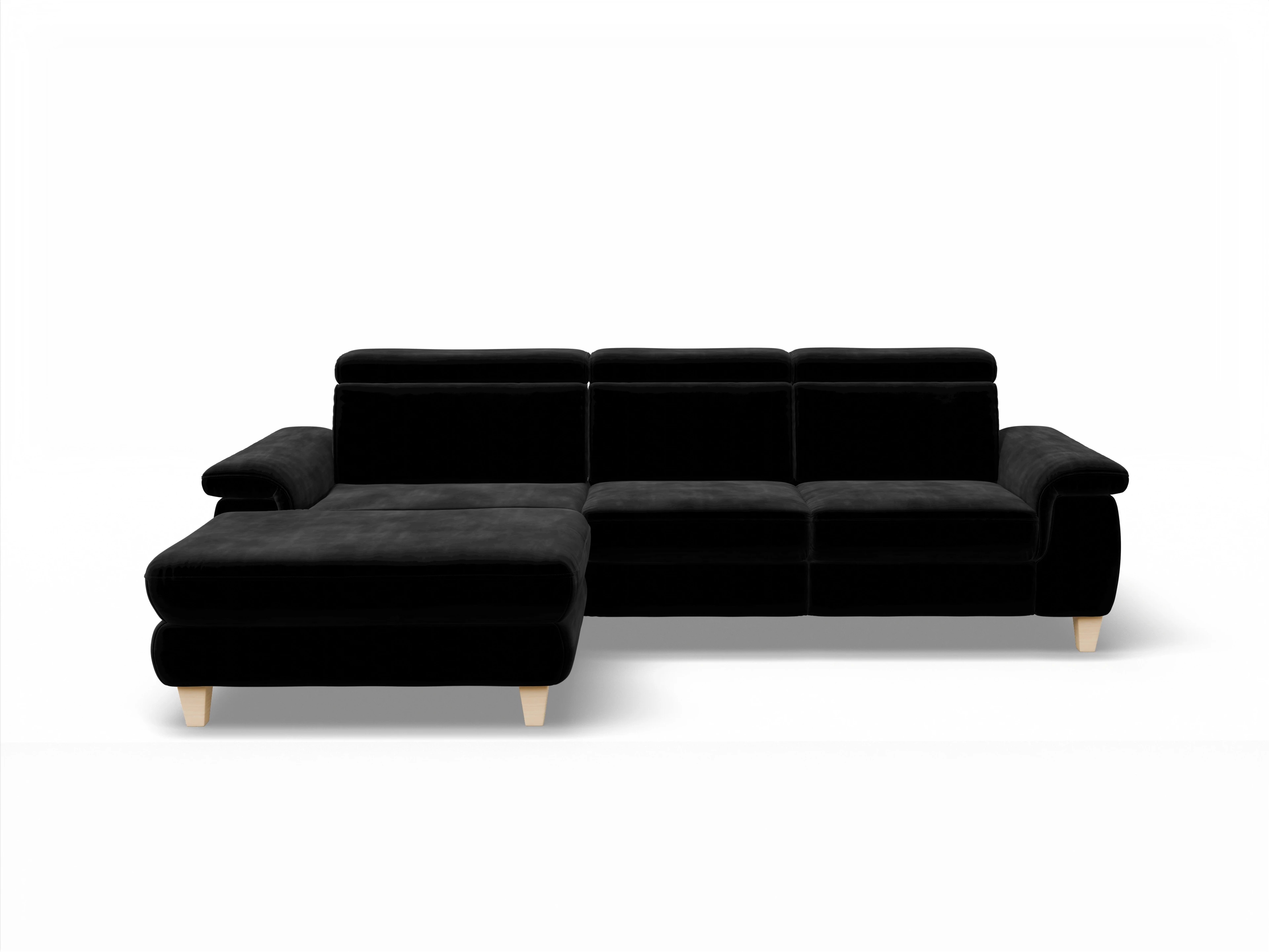 München LOgroß Medium L Ansicht des Produktes München Ecksofa links Abschluss offen in Stoff Schwarz