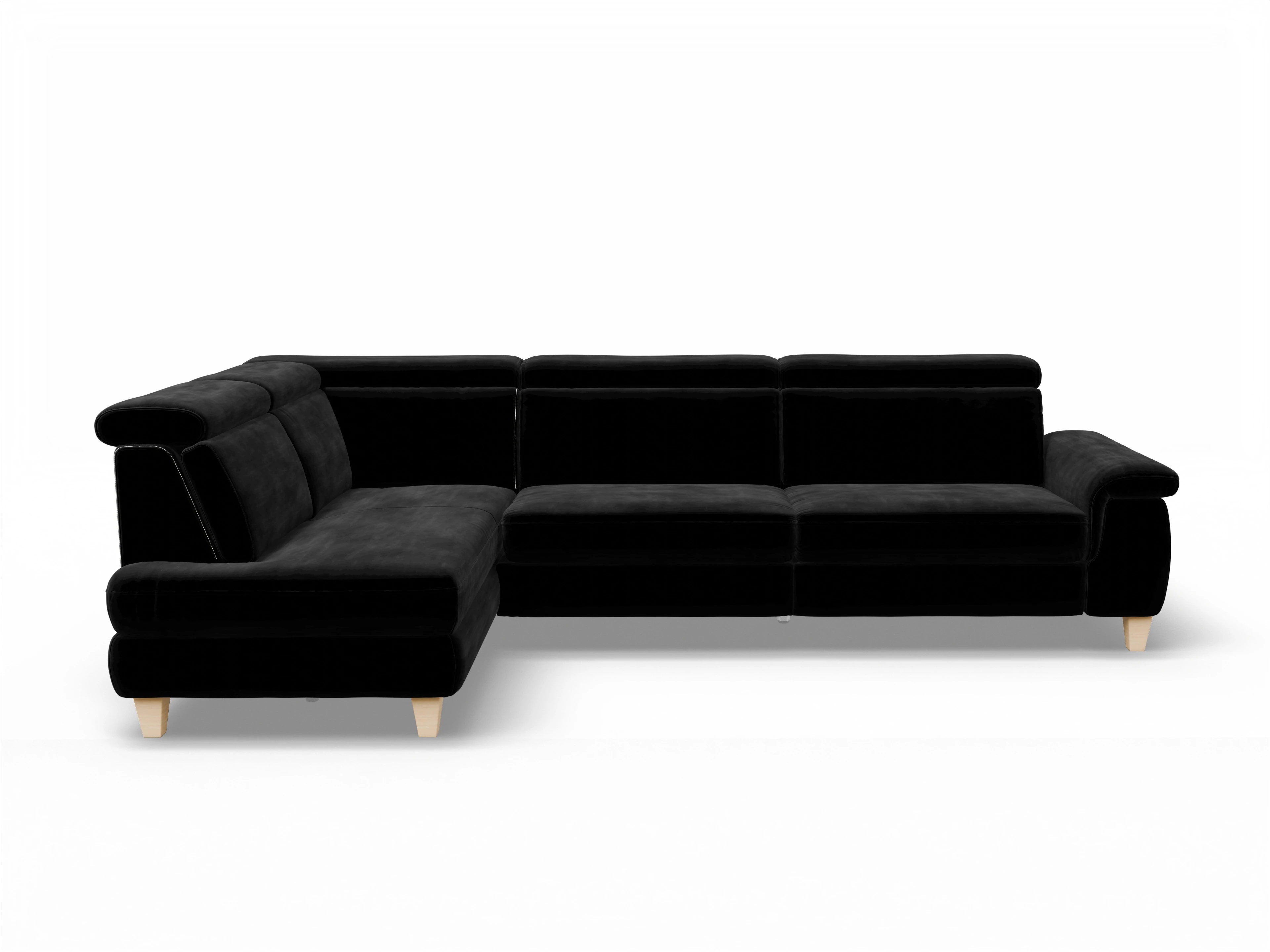 München KO Large L Ansicht des Produktes München Ecksofa links Abschluss offen in Stoff Schwarz