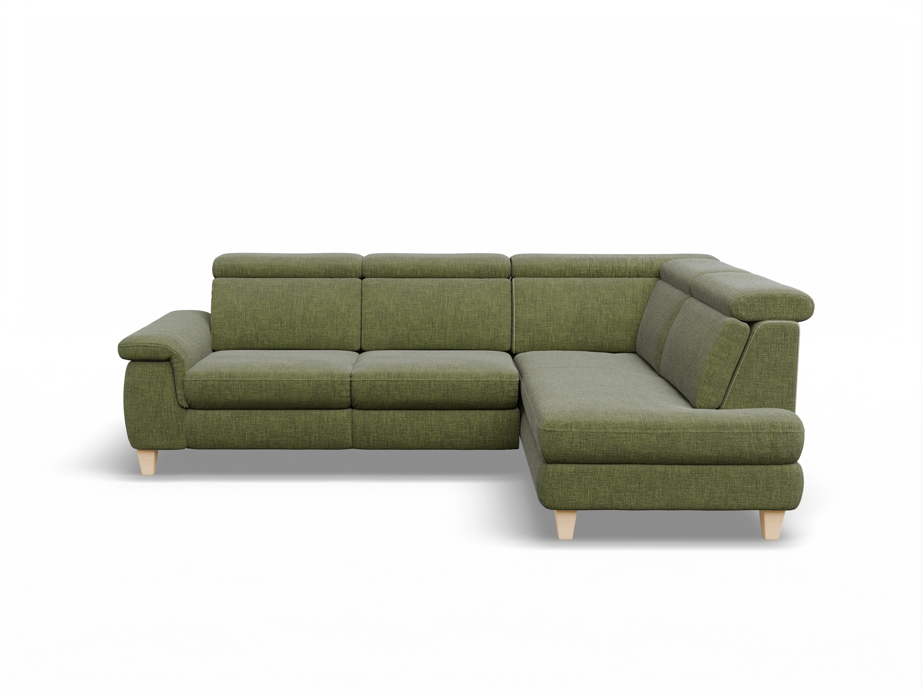 München KO Medium R Ansicht des Produktes München Ecksofa rechts Abschluss offen in Stoff Grün