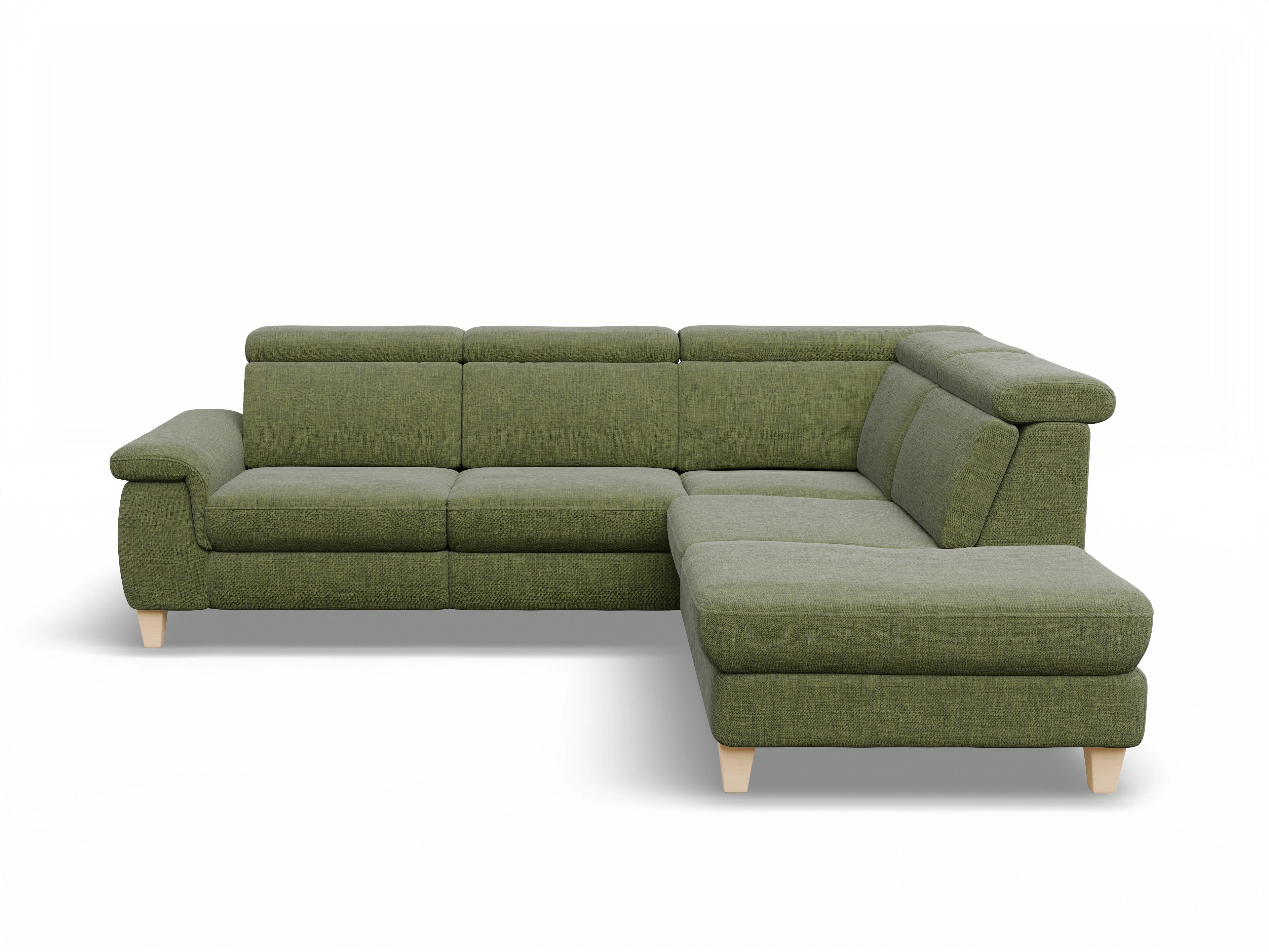 Ansicht des Produktes München Ecksofa rechts Abschluss offen in Stoff Grün