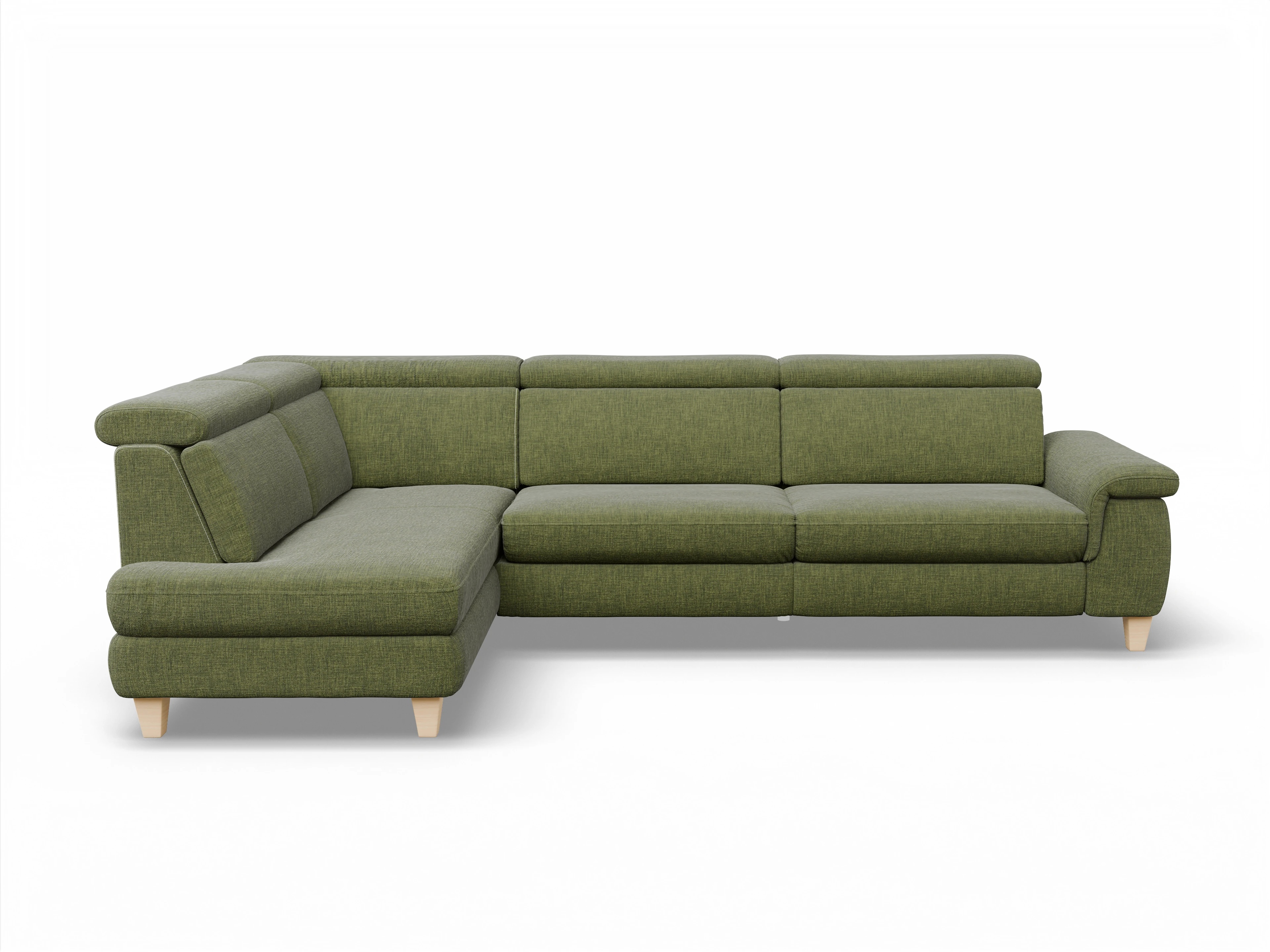Ansicht des Produktes München Ecksofa links Abschluss offen in Stoff Grün