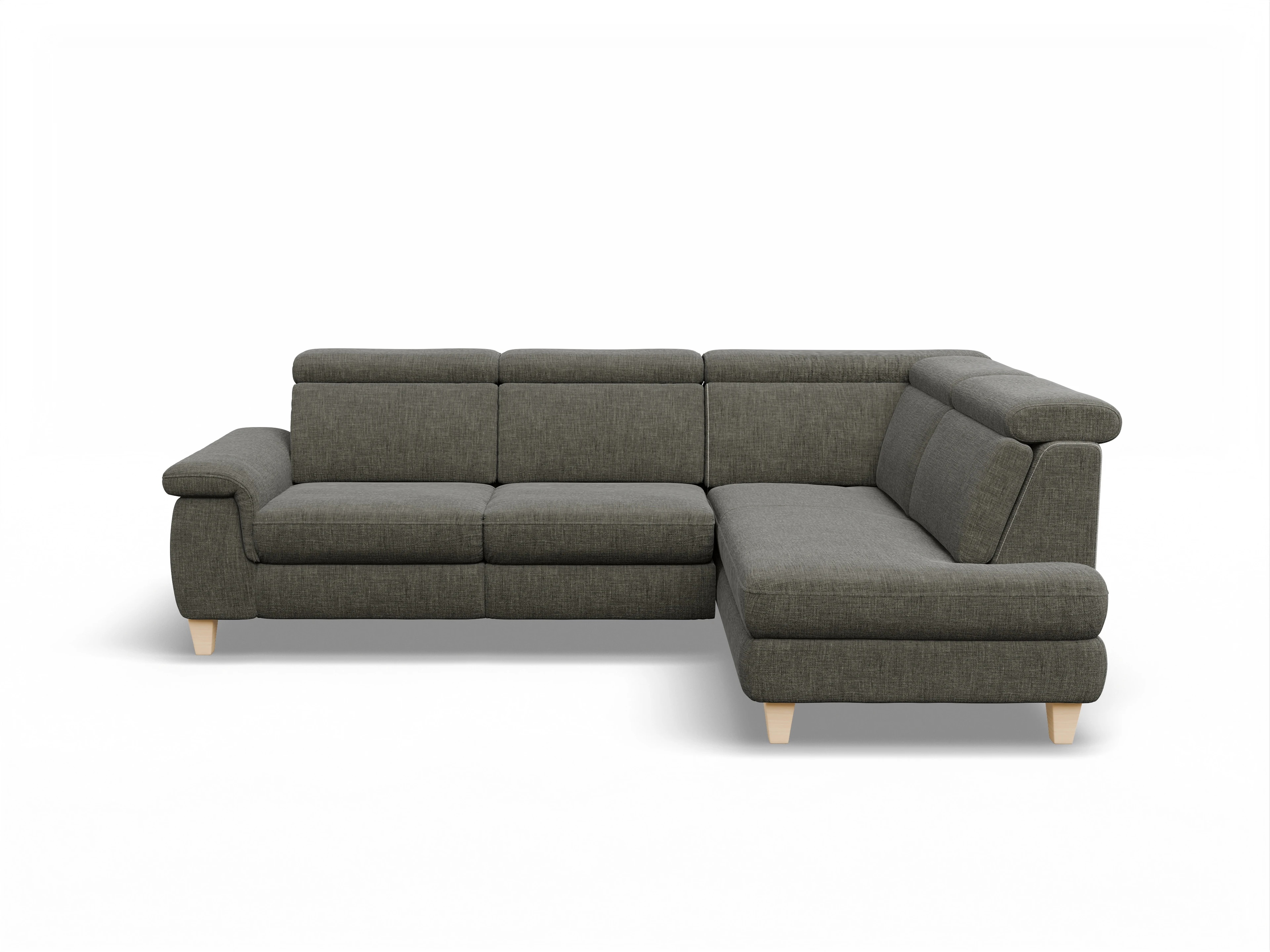 Ansicht des Produktes München Ecksofa rechts Abschluss offen in Stoff Braun