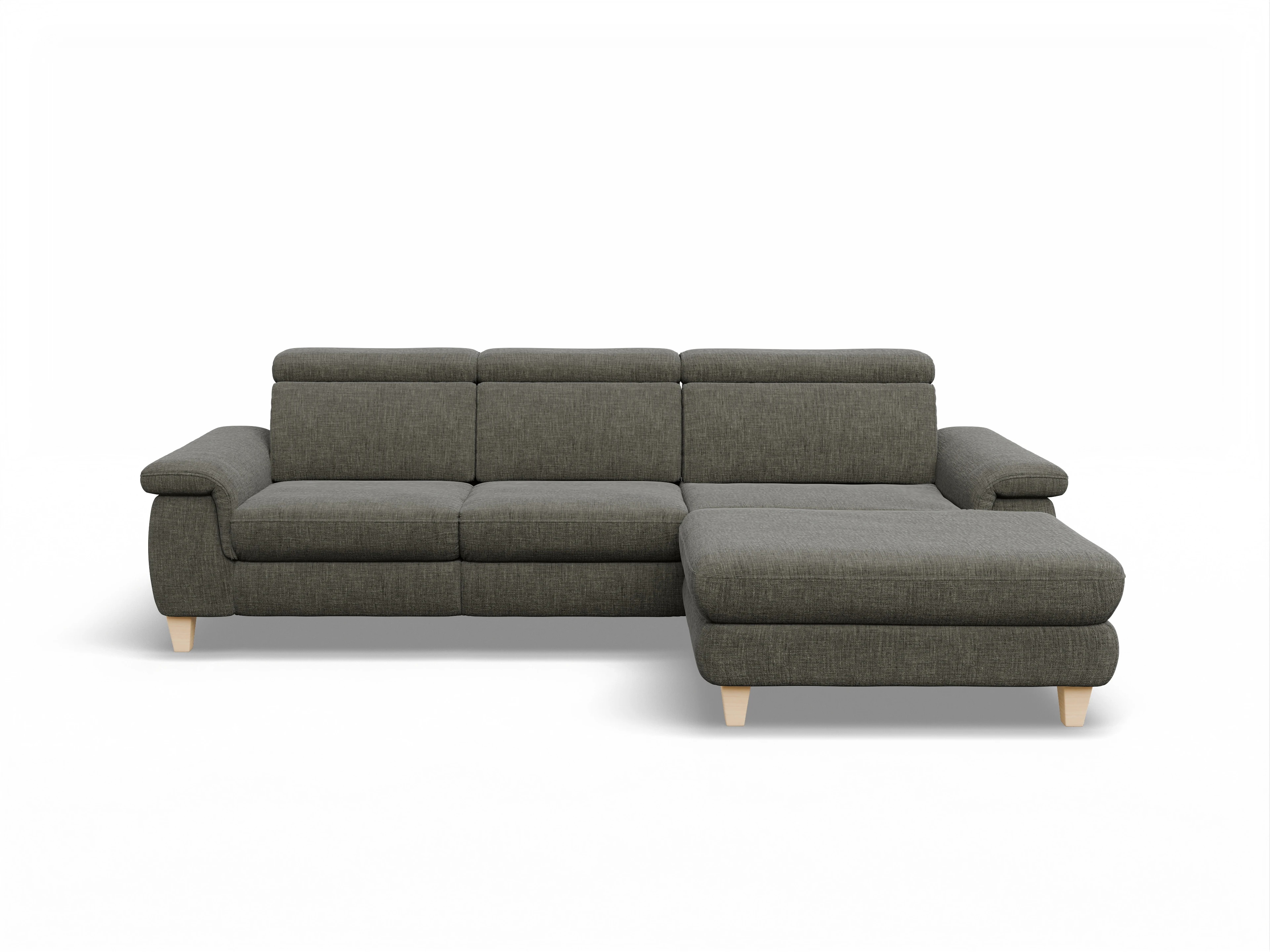 Ansicht des Produktes München Ecksofa rechts Abschluss offen in Stoff Braun