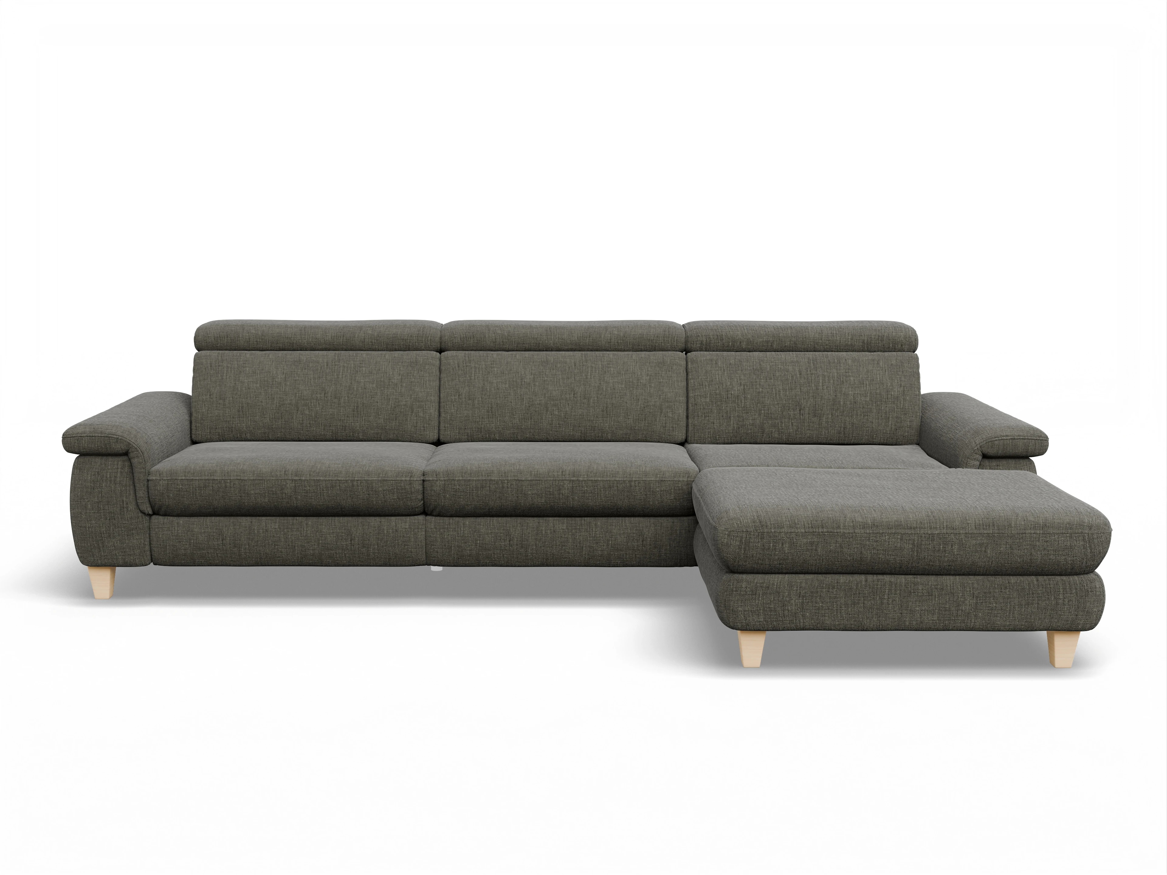 Ansicht des Produktes München Ecksofa rechts Abschluss offen in Stoff Braun