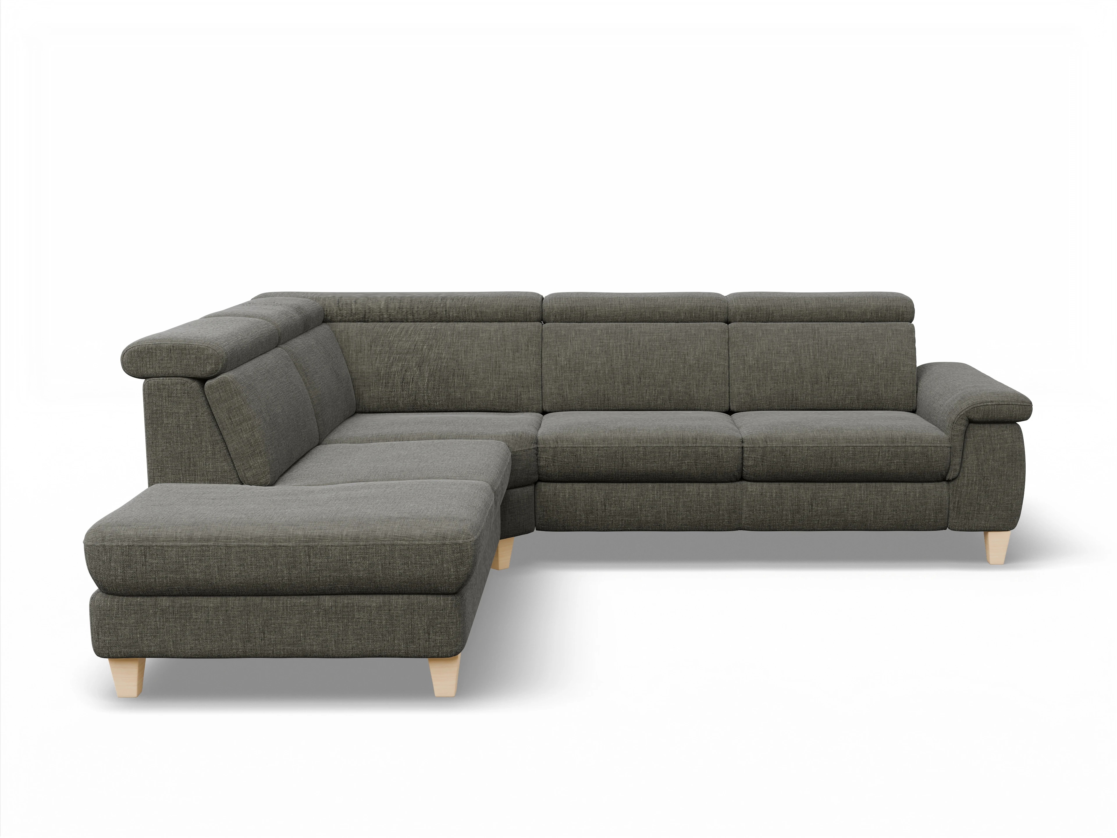 Ansicht des Produktes München Ecksofa links Abschluss offen in Stoff Braun