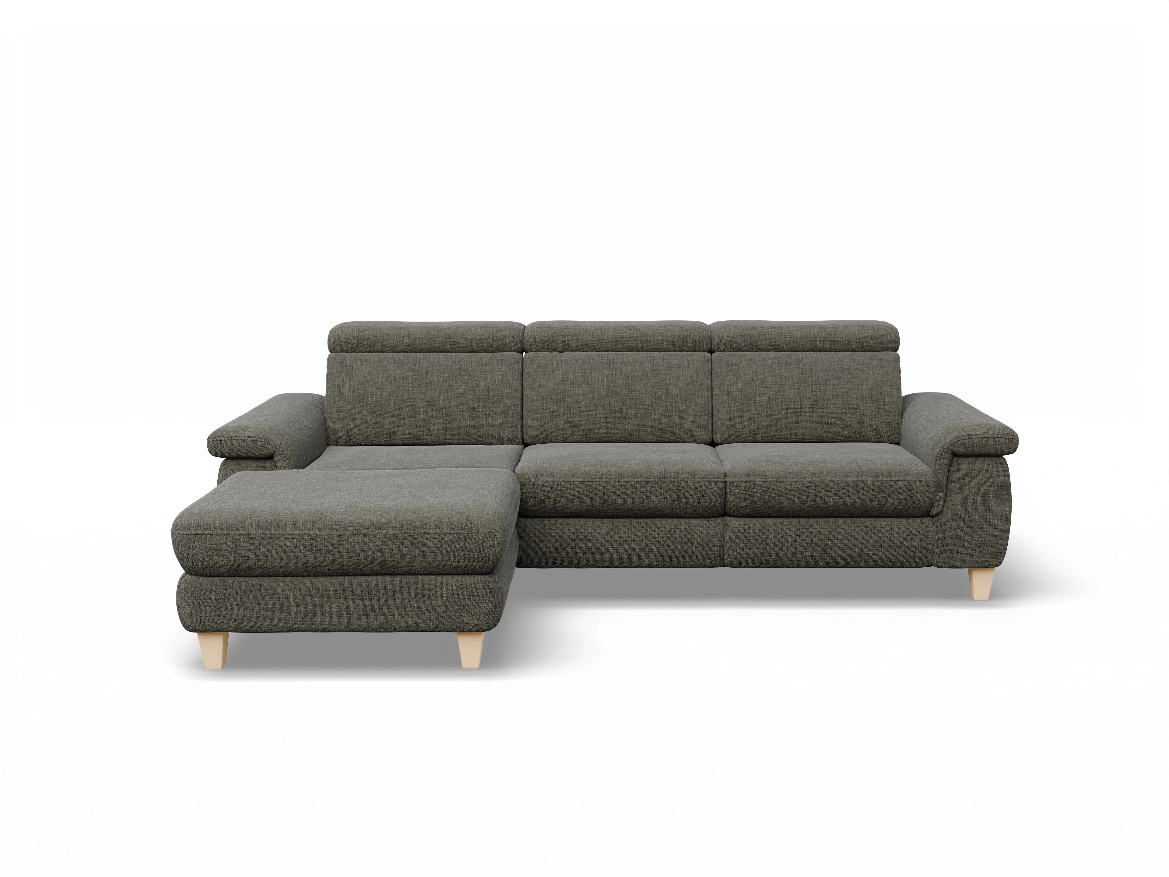 München LO Medium L Ansicht des Produktes München Ecksofa links Abschluss offen in Stoff Braun