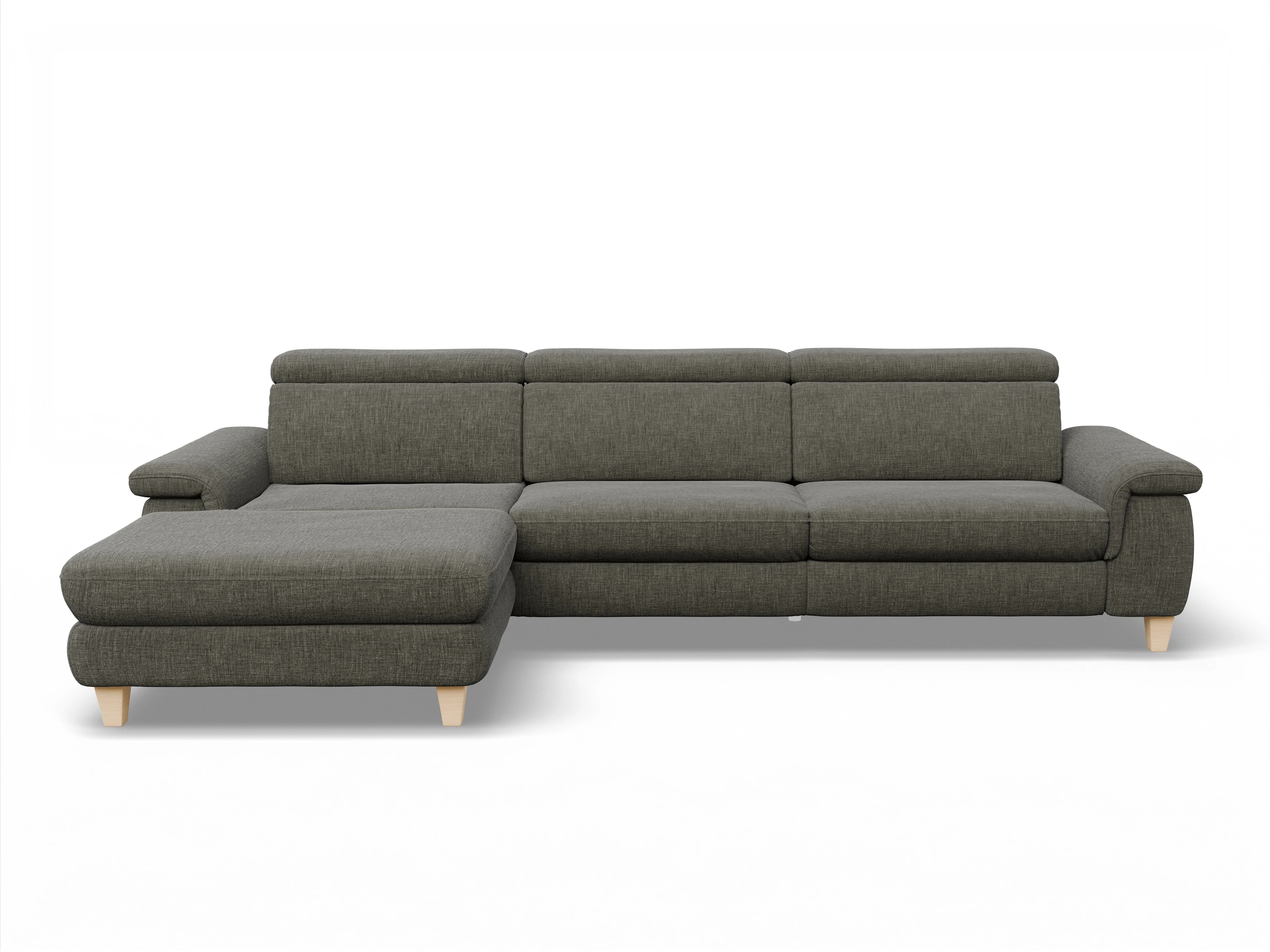 München LOgroß Large L Ansicht des Produktes München Ecksofa links Abschluss offen in Stoff Braun