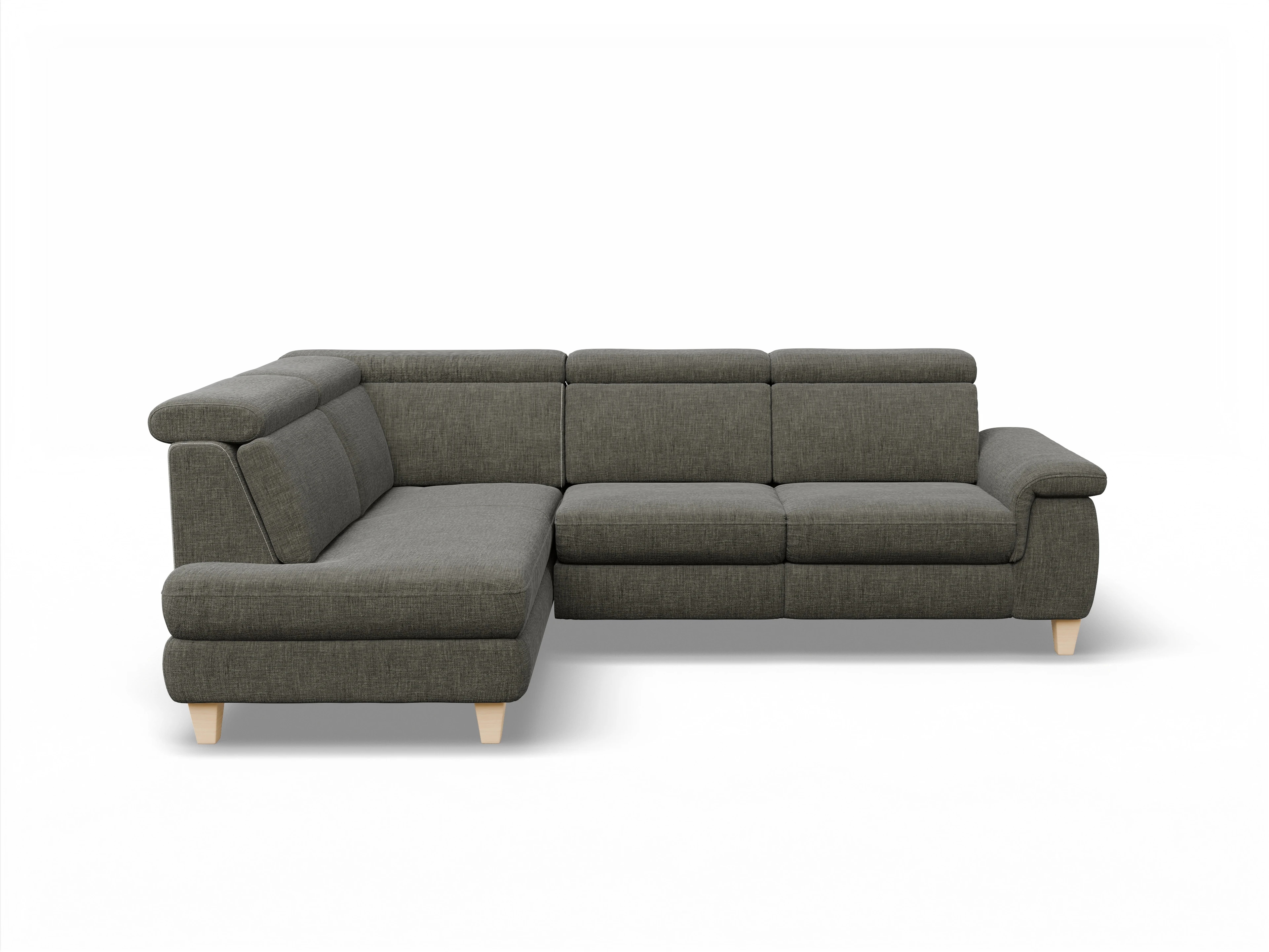 Ansicht des Produktes München Ecksofa links Abschluss offen in Stoff Braun