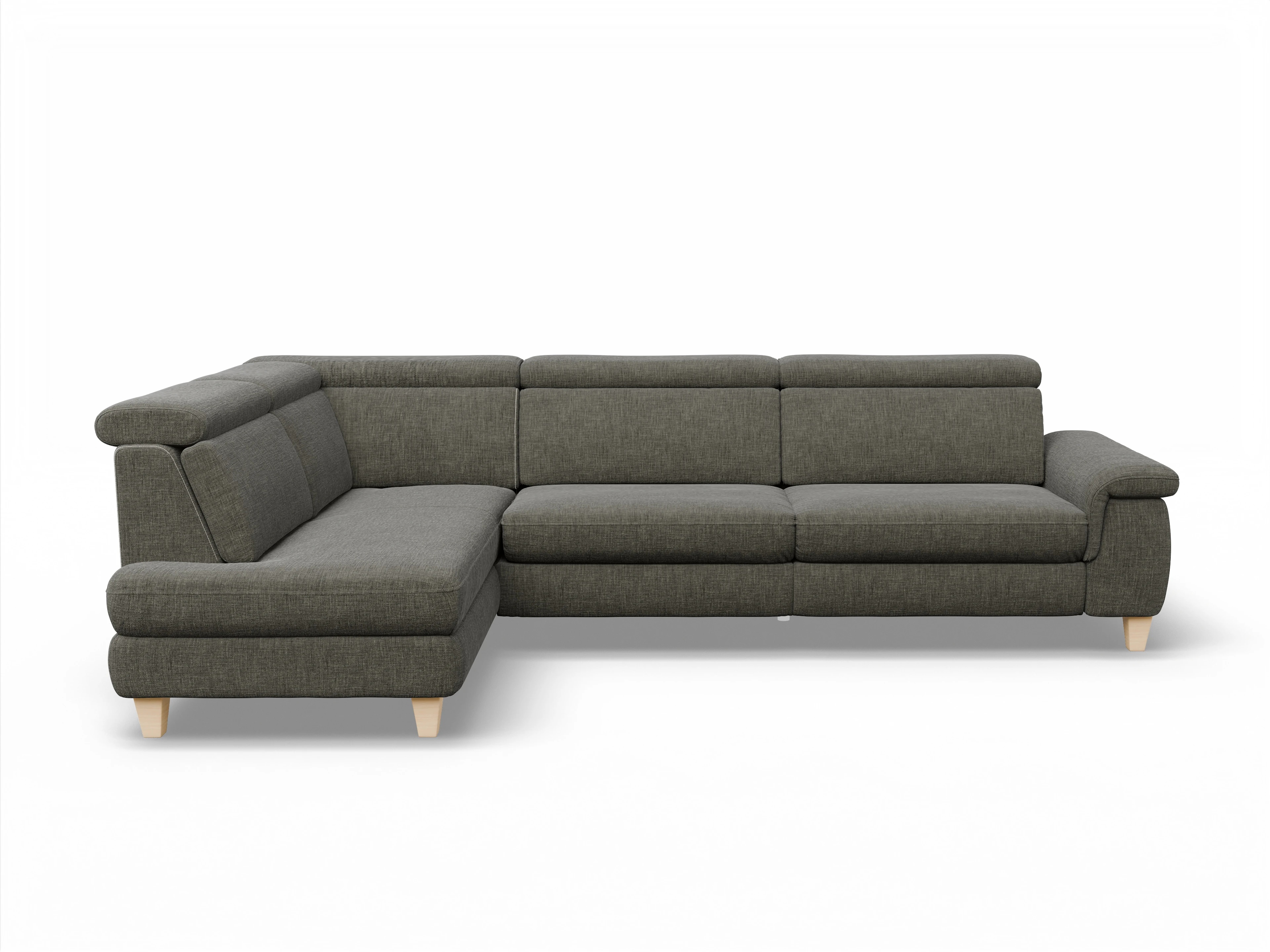 Ansicht des Produktes München Ecksofa links Abschluss offen in Stoff Braun