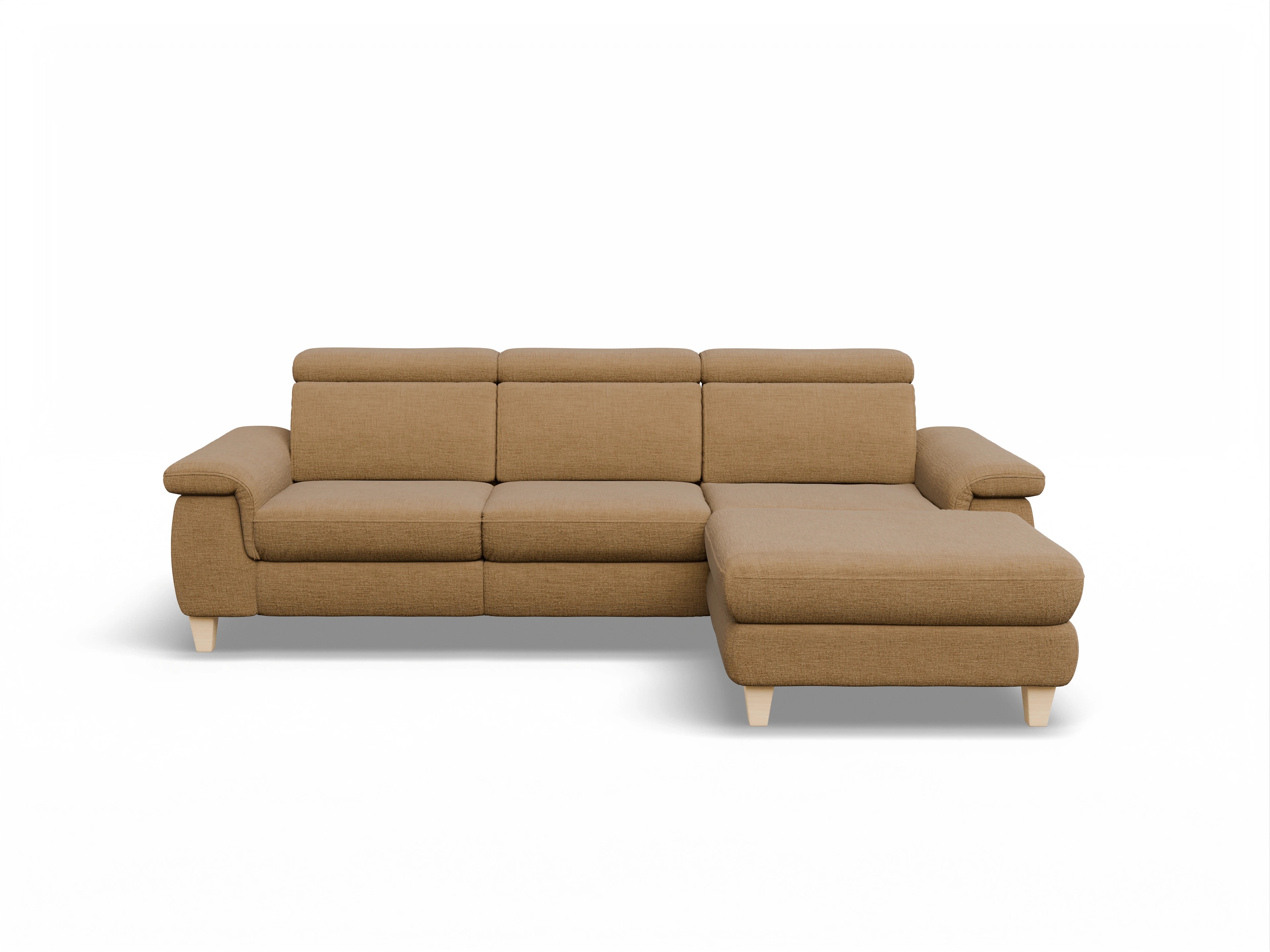 Ansicht des Produktes München Ecksofa rechts Abschluss offen in Stoff Orange