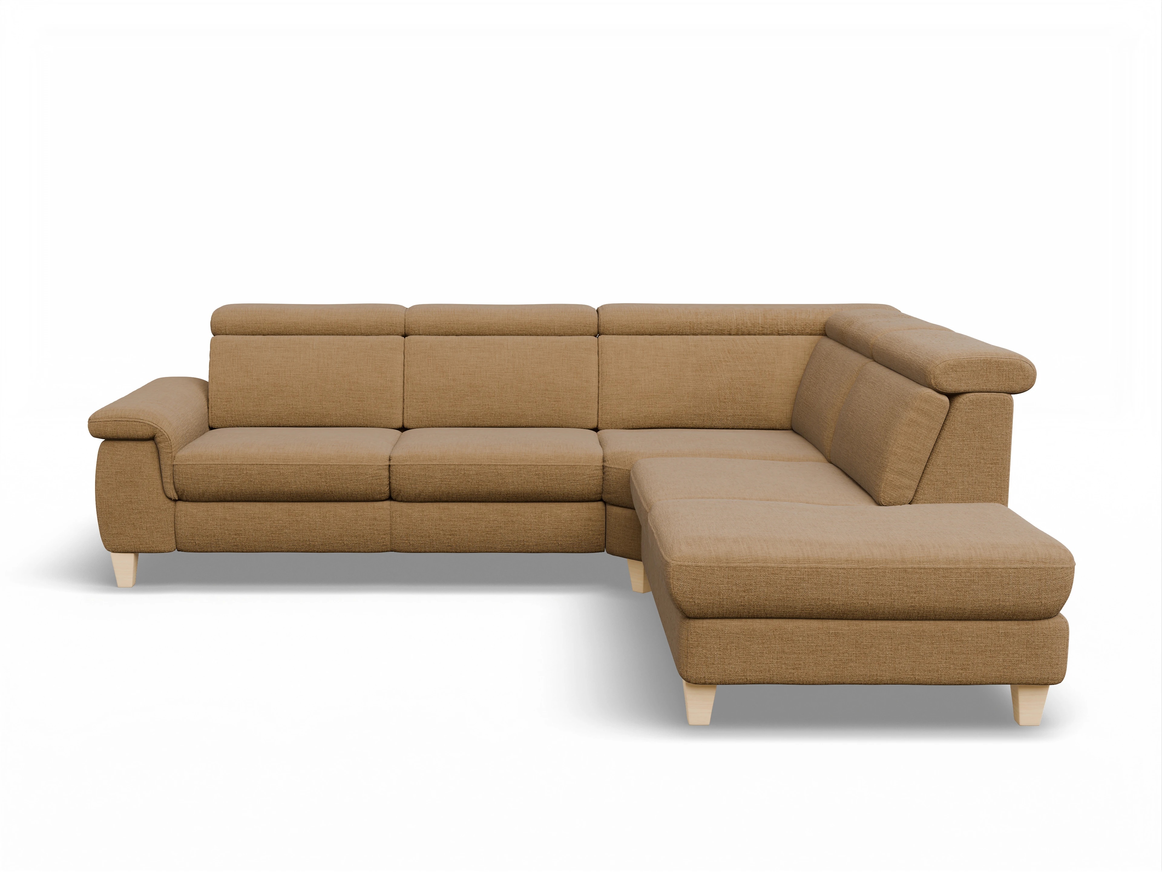 Ansicht des Produktes München Ecksofa rechts Abschluss offen in Stoff Orange