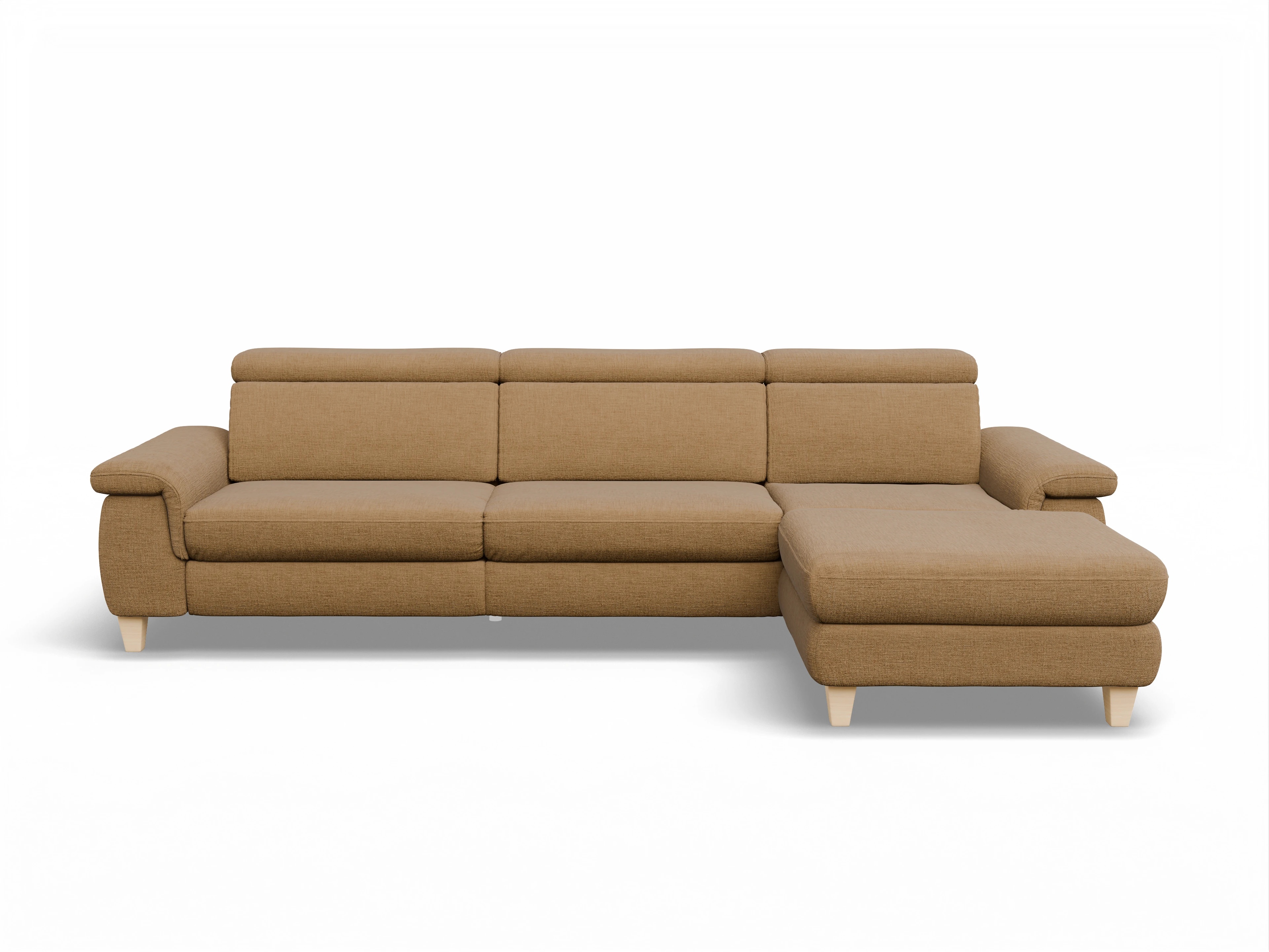 Ansicht des Produktes München Ecksofa rechts Abschluss offen in Stoff Orange