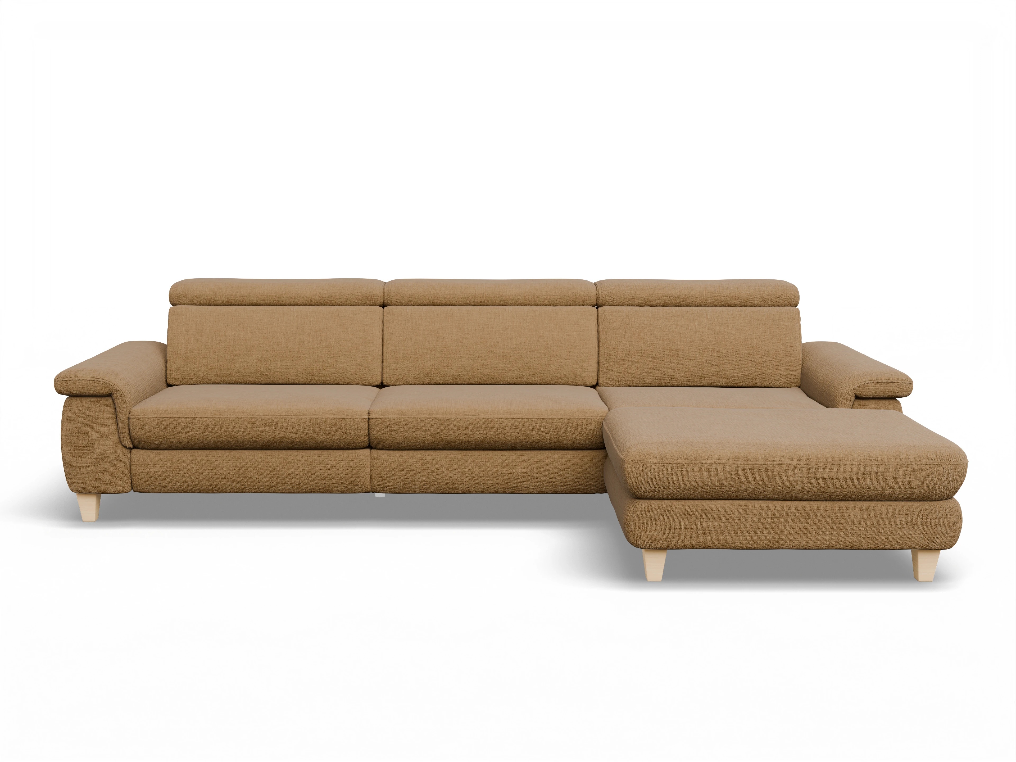 Ansicht des Produktes München Ecksofa rechts Abschluss offen in Stoff Orange