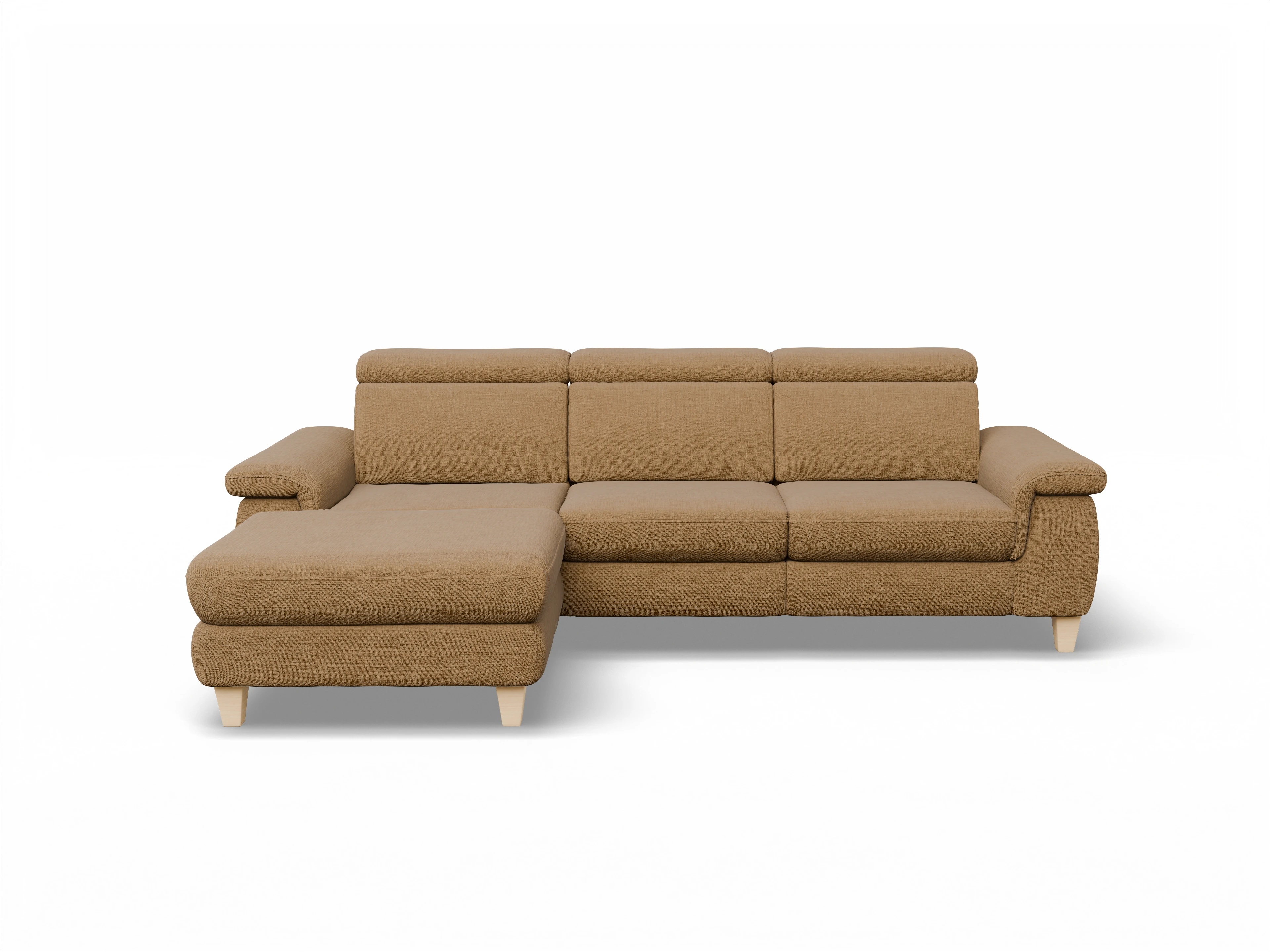 München LO Medium L Ansicht des Produktes München Ecksofa links Abschluss offen in Stoff Orange