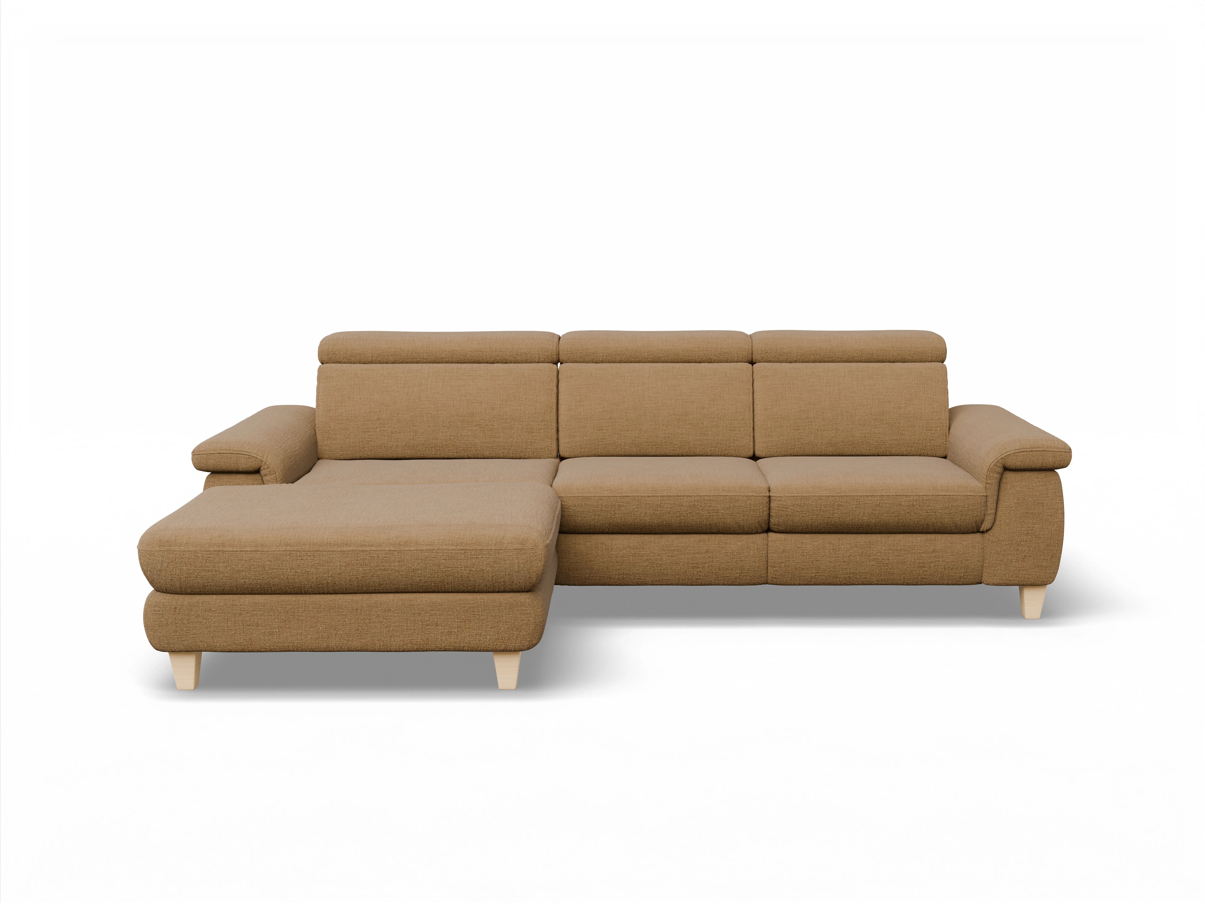 Ansicht des Produktes München Ecksofa links Abschluss offen in Stoff Orange