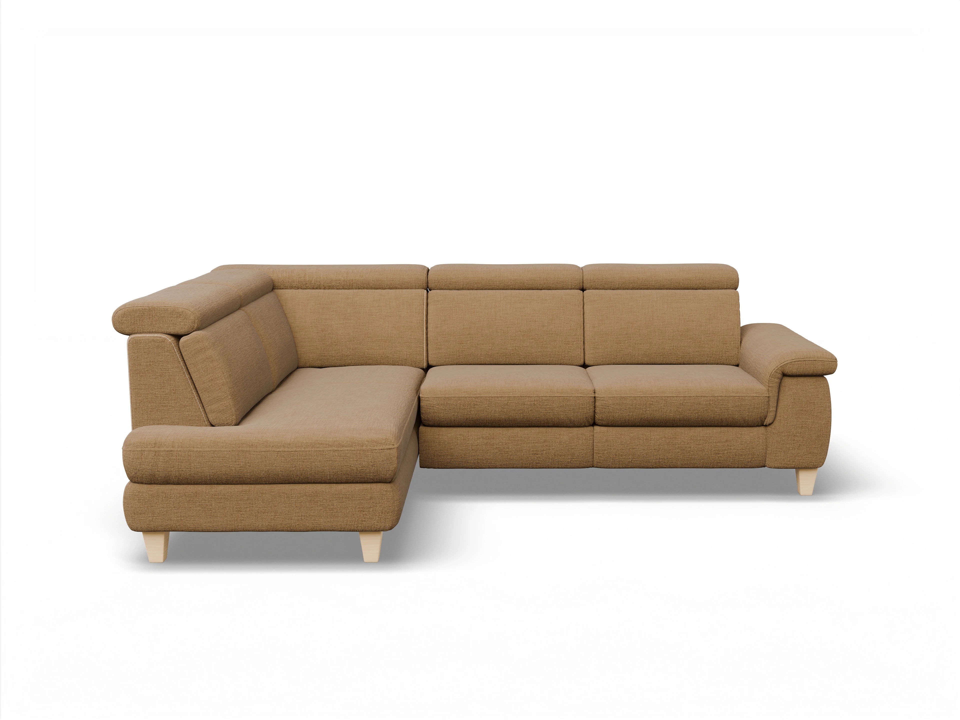Ansicht des Produktes München Ecksofa links Abschluss offen in Stoff Orange