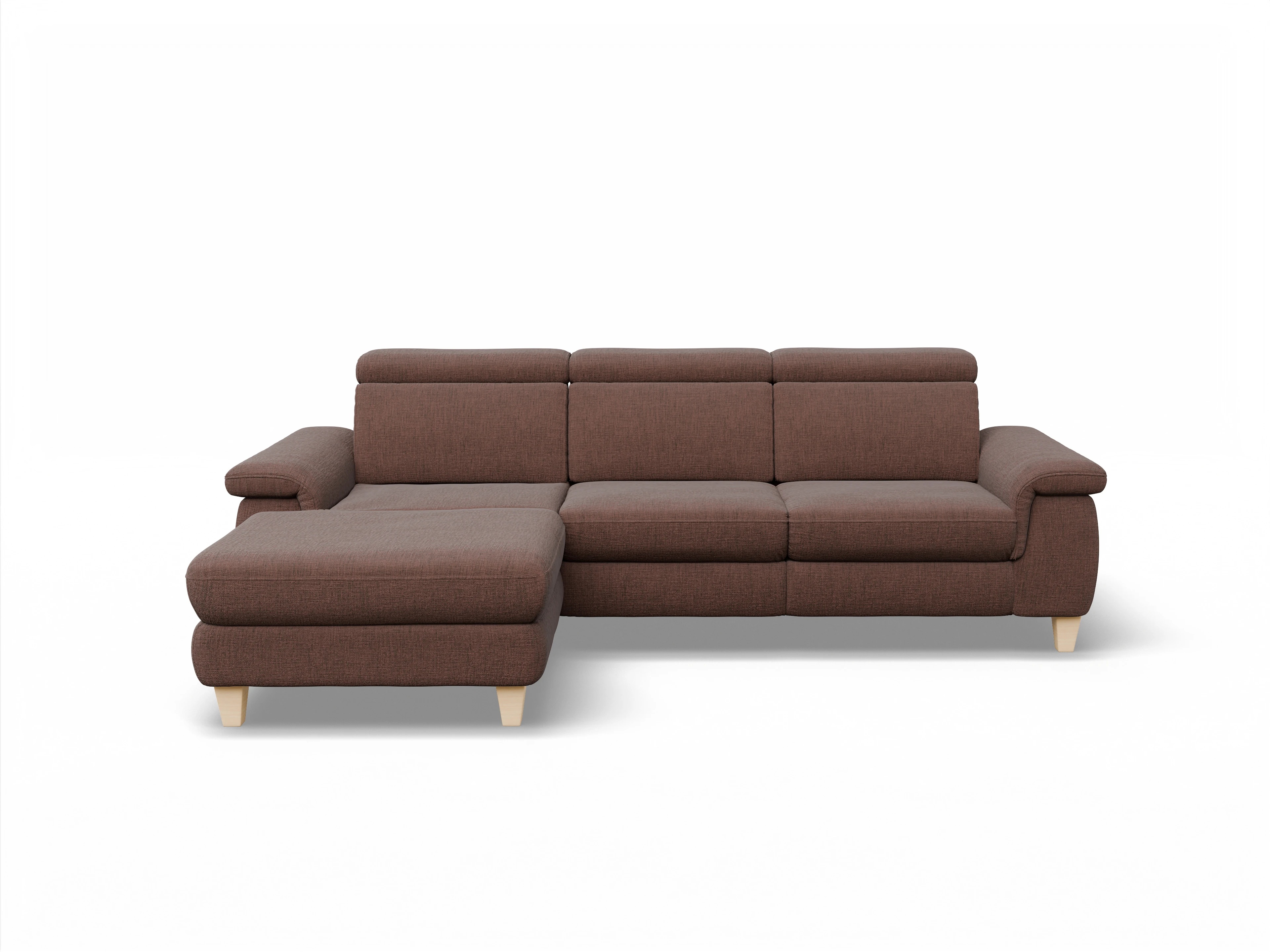 Ansicht des Produktes München Ecksofa links Abschluss offen in Stoff Orange