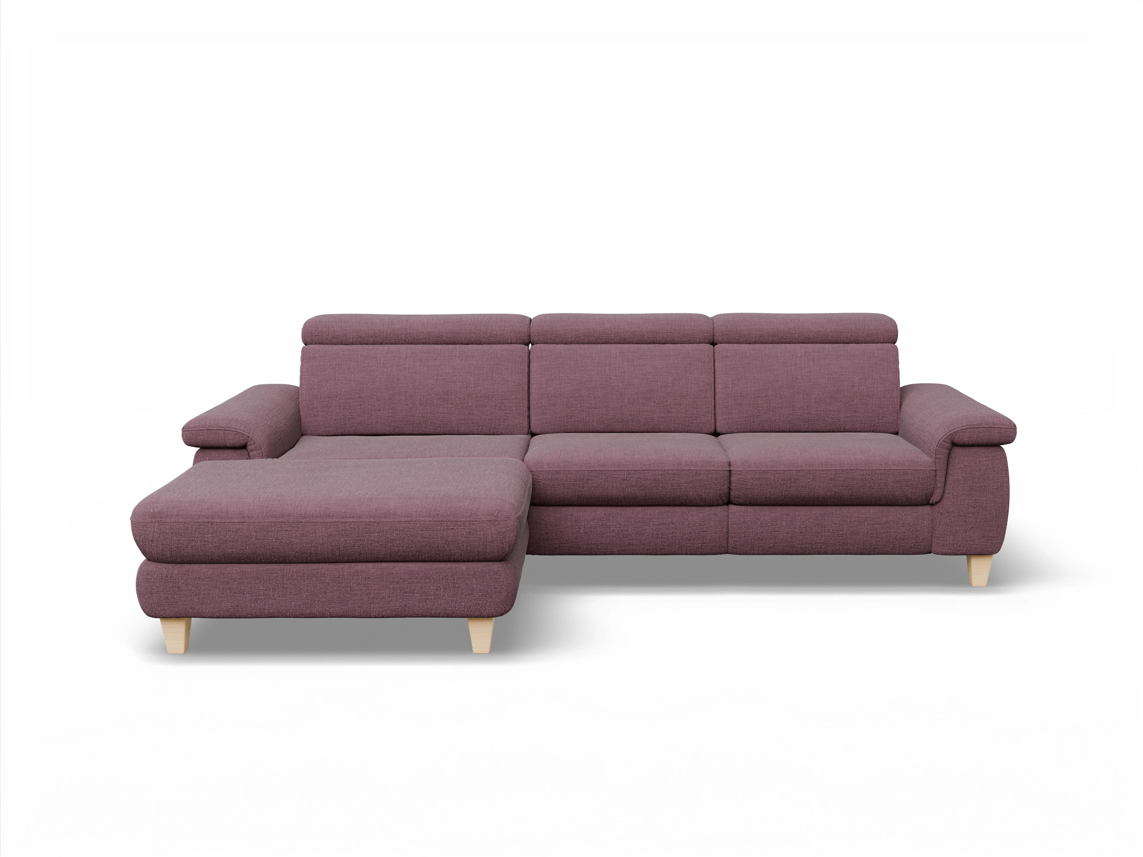 Ansicht des Produktes München Ecksofa links Abschluss offen in Stoff Rot
