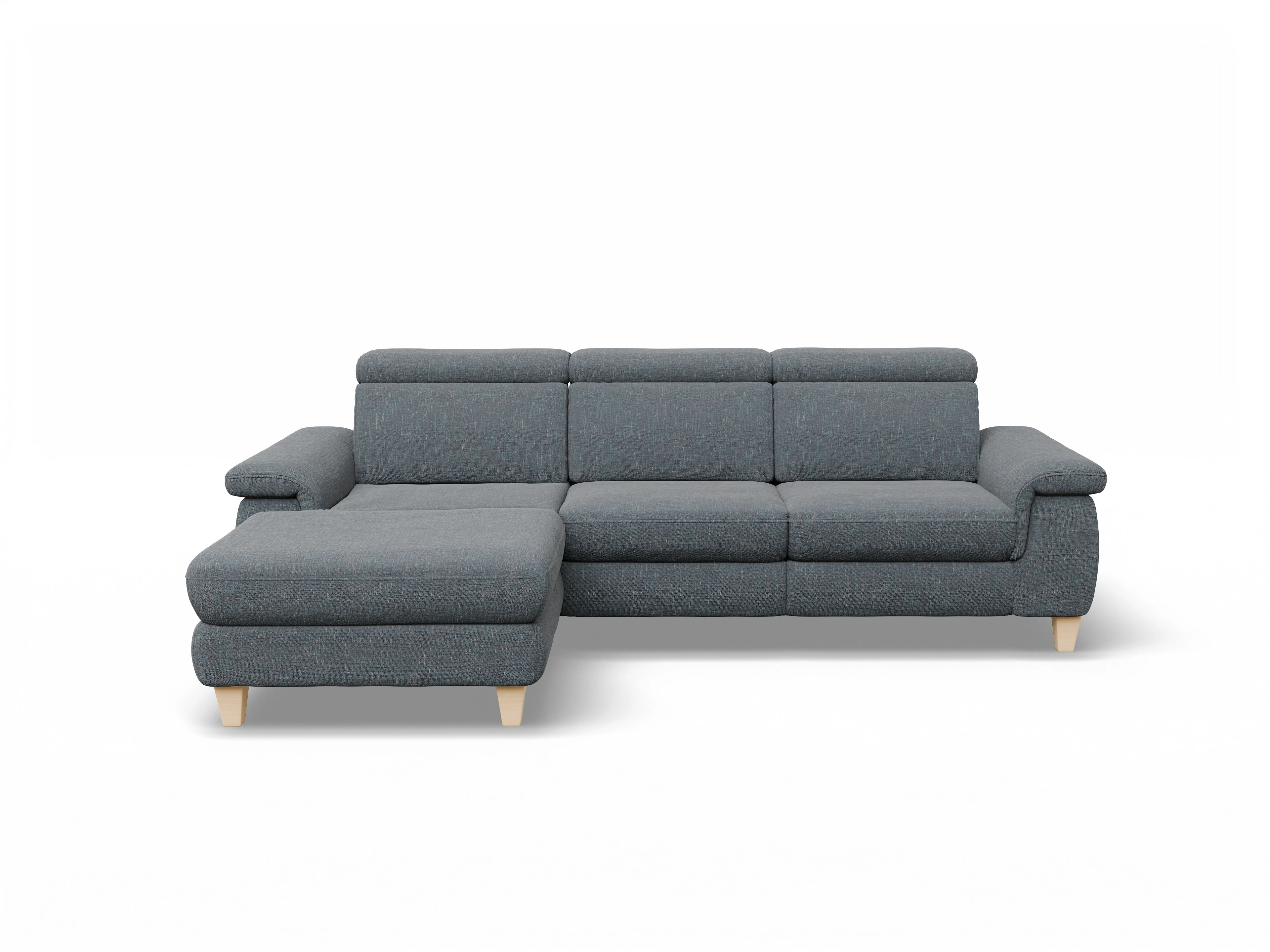 München LO Medium L Ansicht des Produktes München Ecksofa links Abschluss offen in Stoff Grau