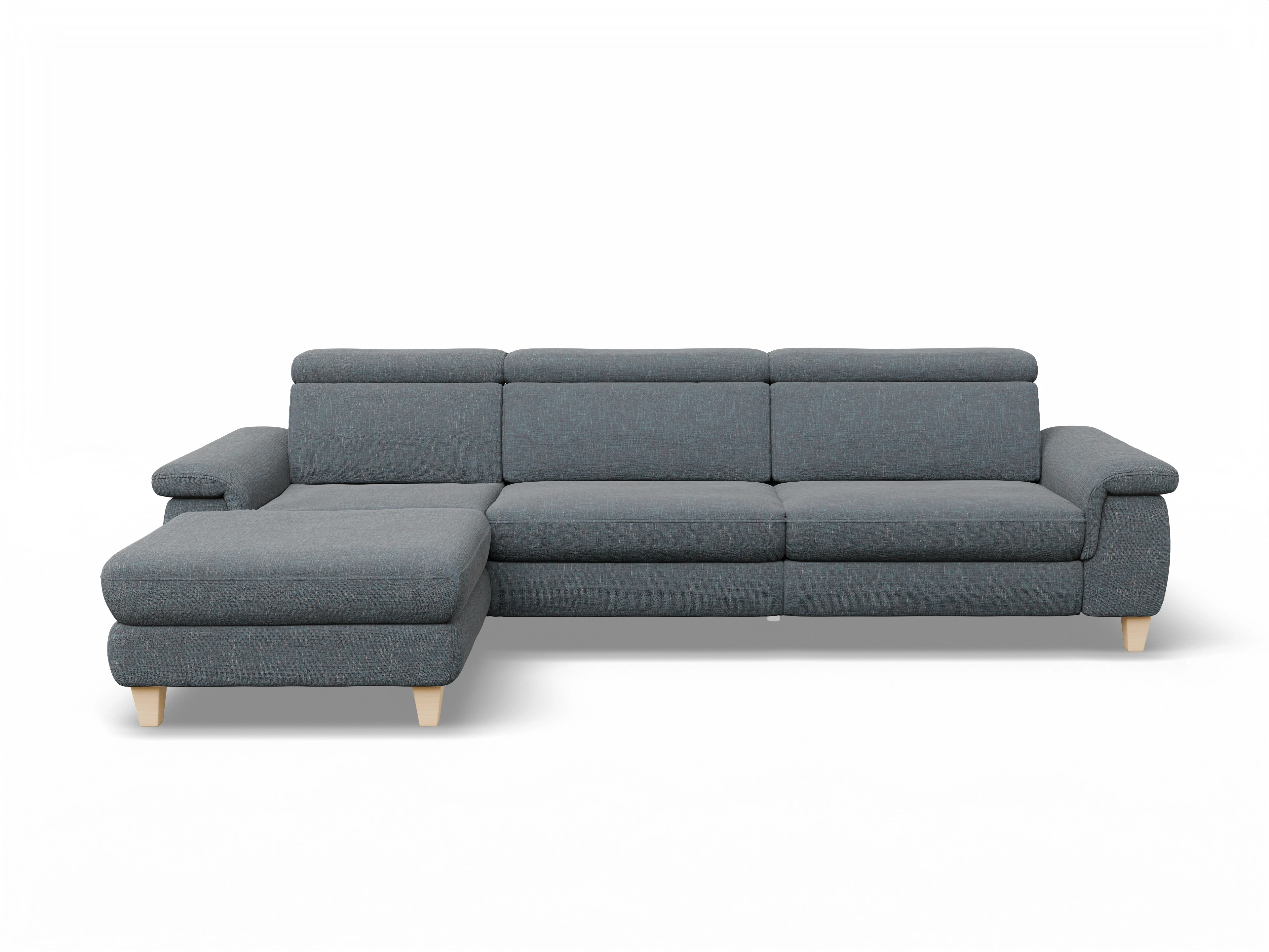 Ansicht des Produktes München Ecksofa links Abschluss offen in Stoff Grau