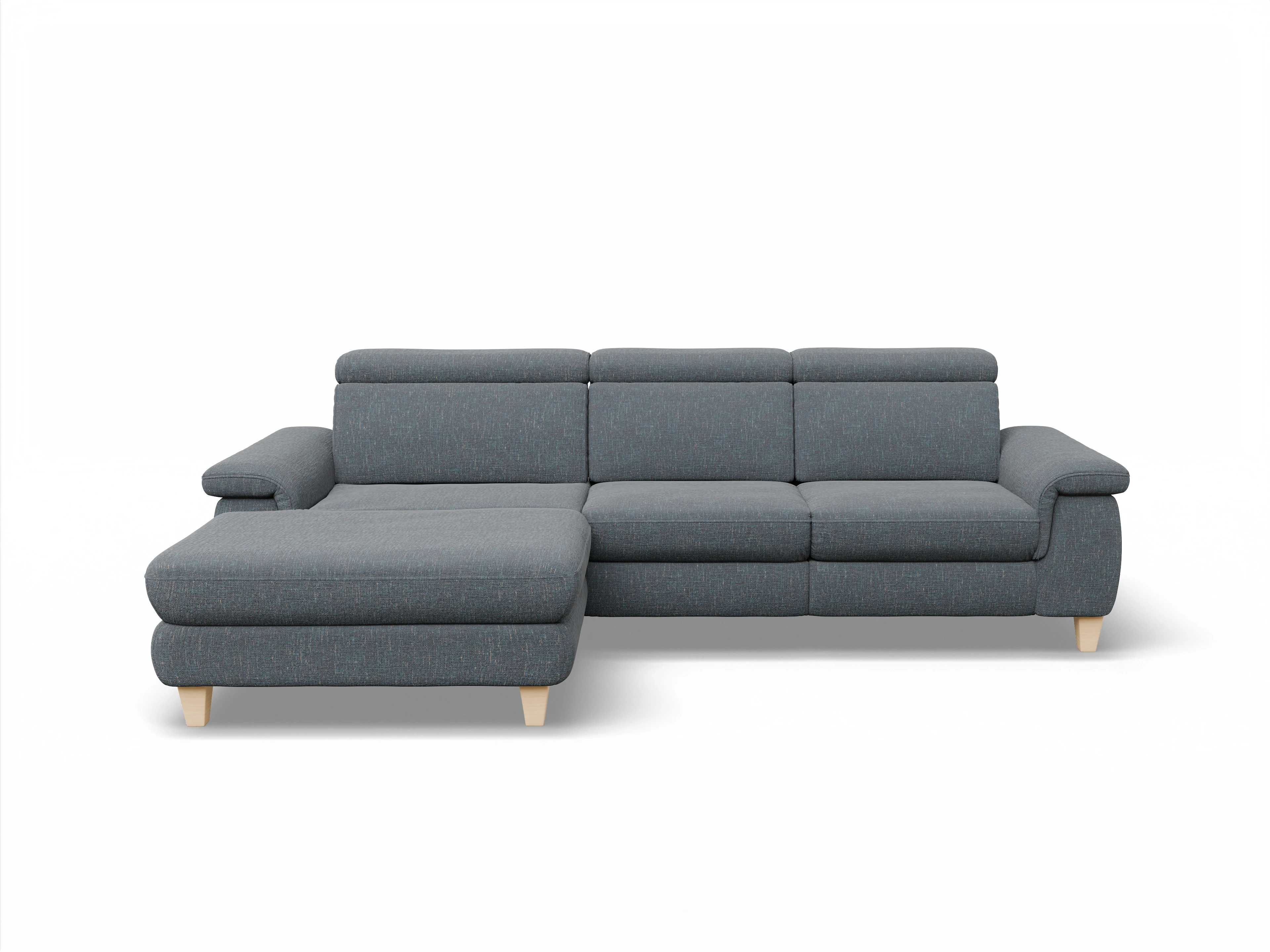 München LOgroß Medium L Ansicht des Produktes München Ecksofa links Abschluss offen in Stoff Grau