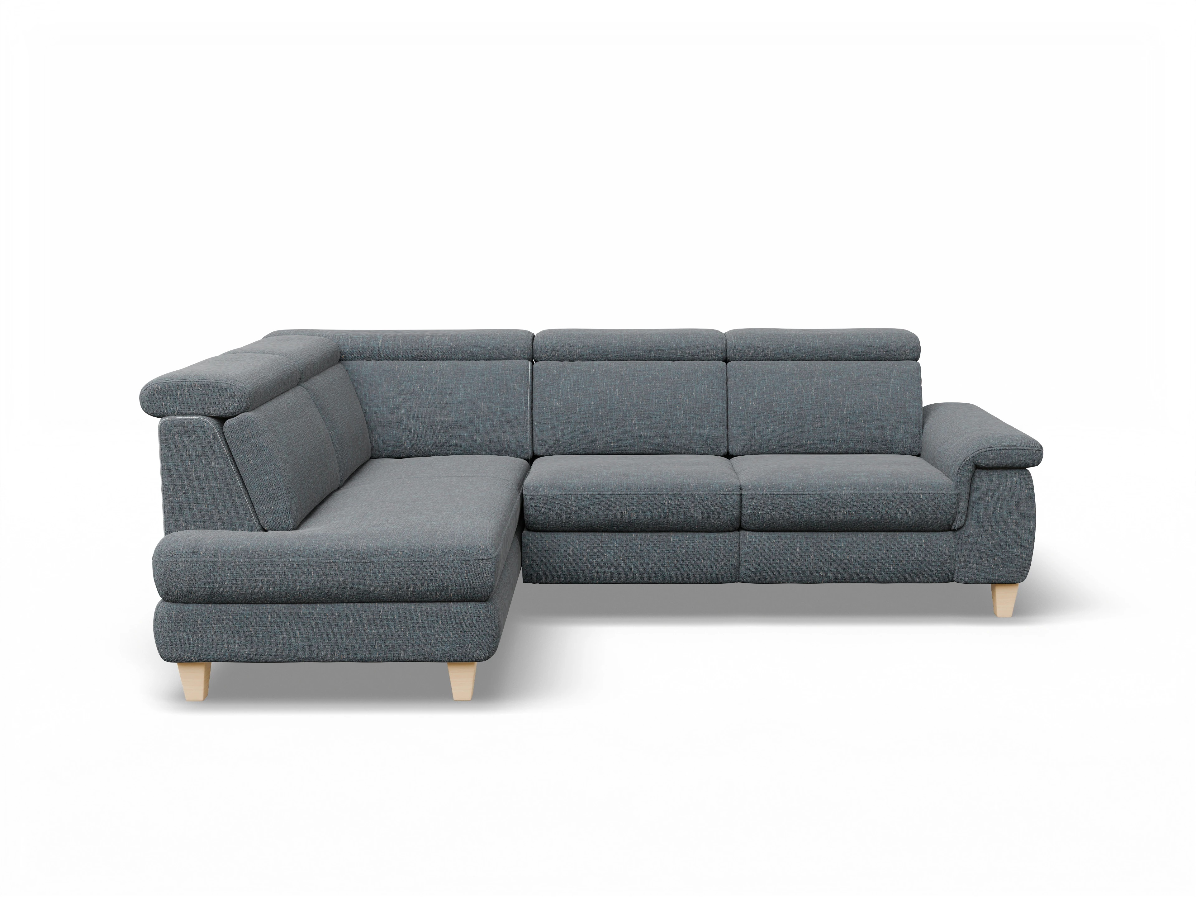 Ansicht des Produktes München Ecksofa links Abschluss offen in Stoff Grau