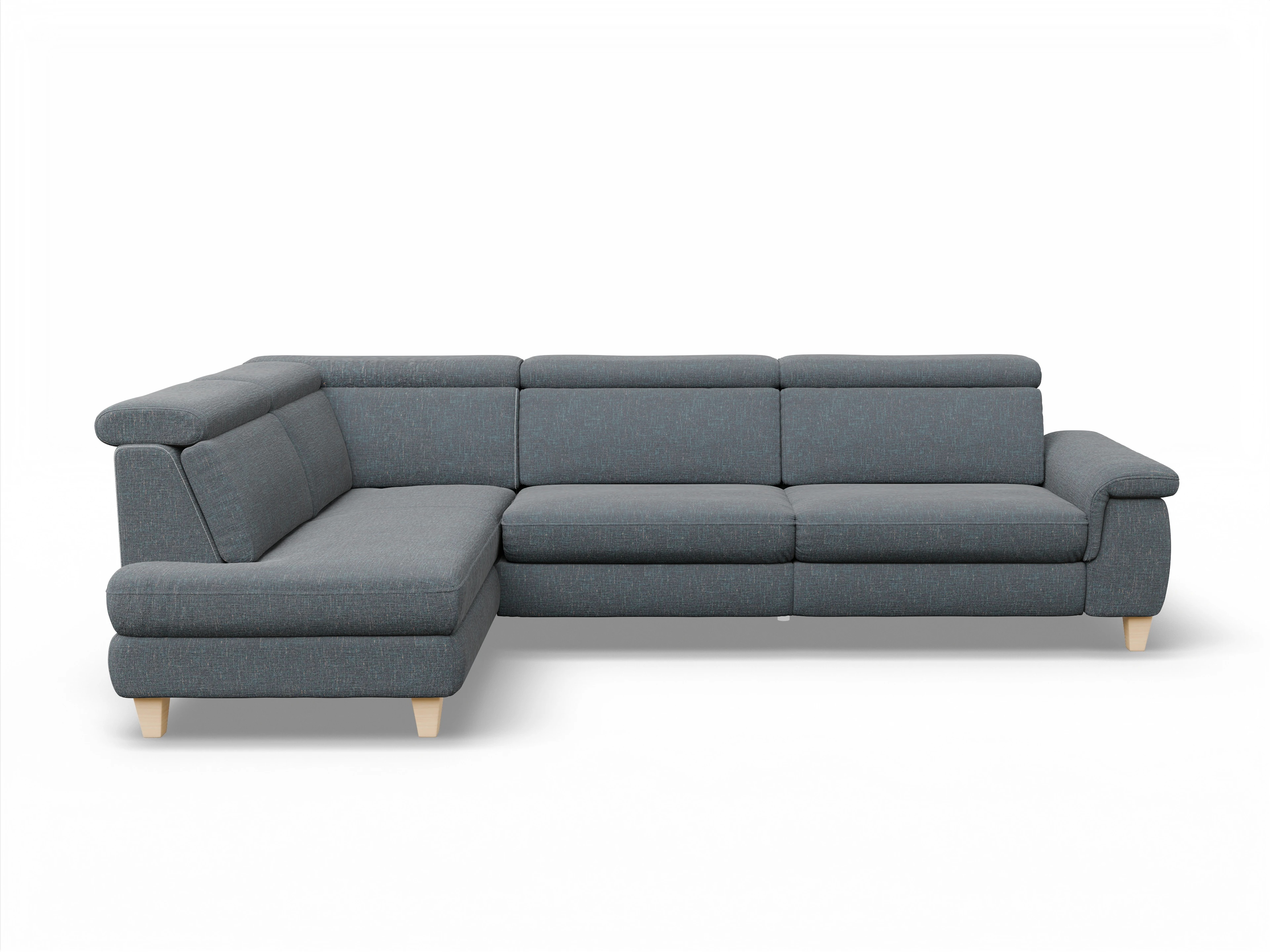 Ansicht des Produktes München Ecksofa links Abschluss offen in Stoff Grau