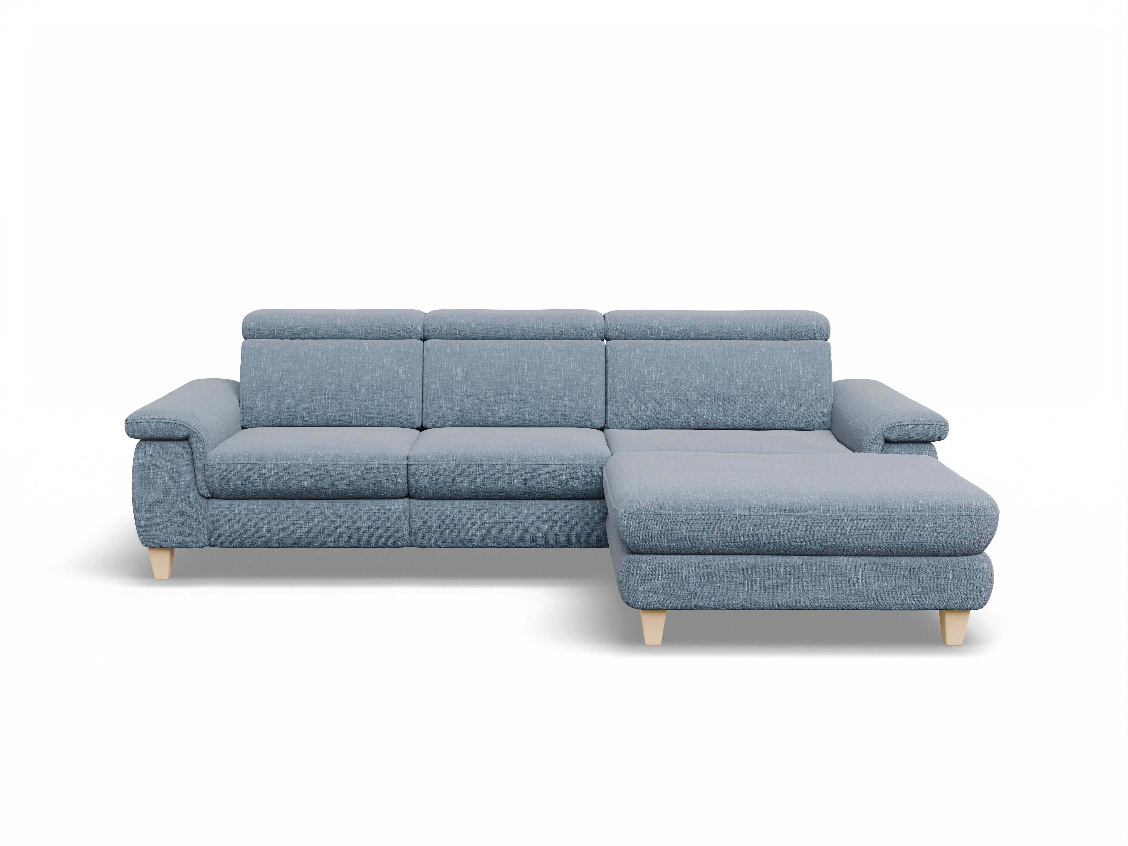 München LOgroß Medium R Ansicht des Produktes München Ecksofa rechts Abschluss offen in Stoff Blau
