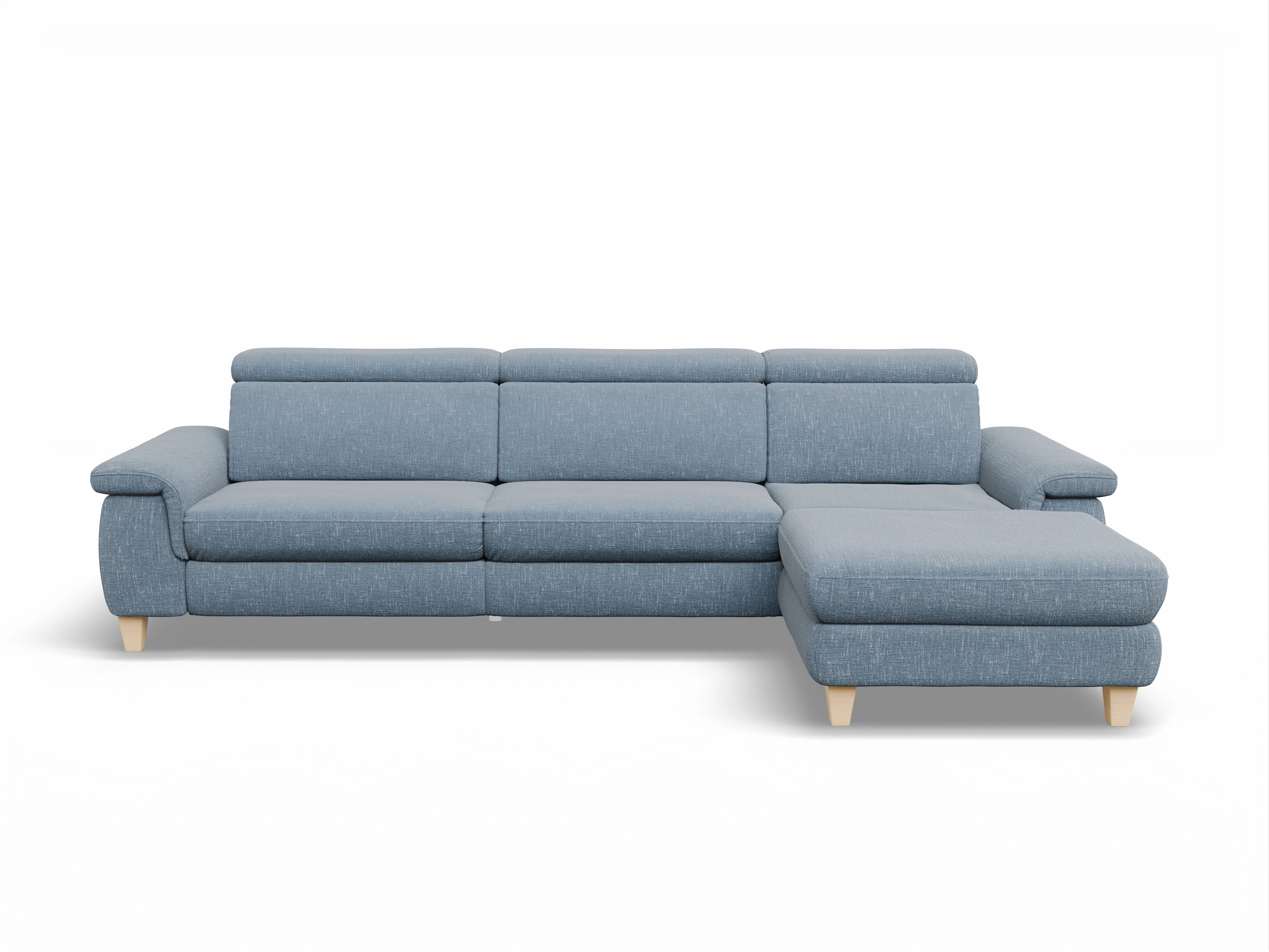 München LO Large R Ansicht des Produktes München Ecksofa rechts Abschluss offen in Stoff Blau